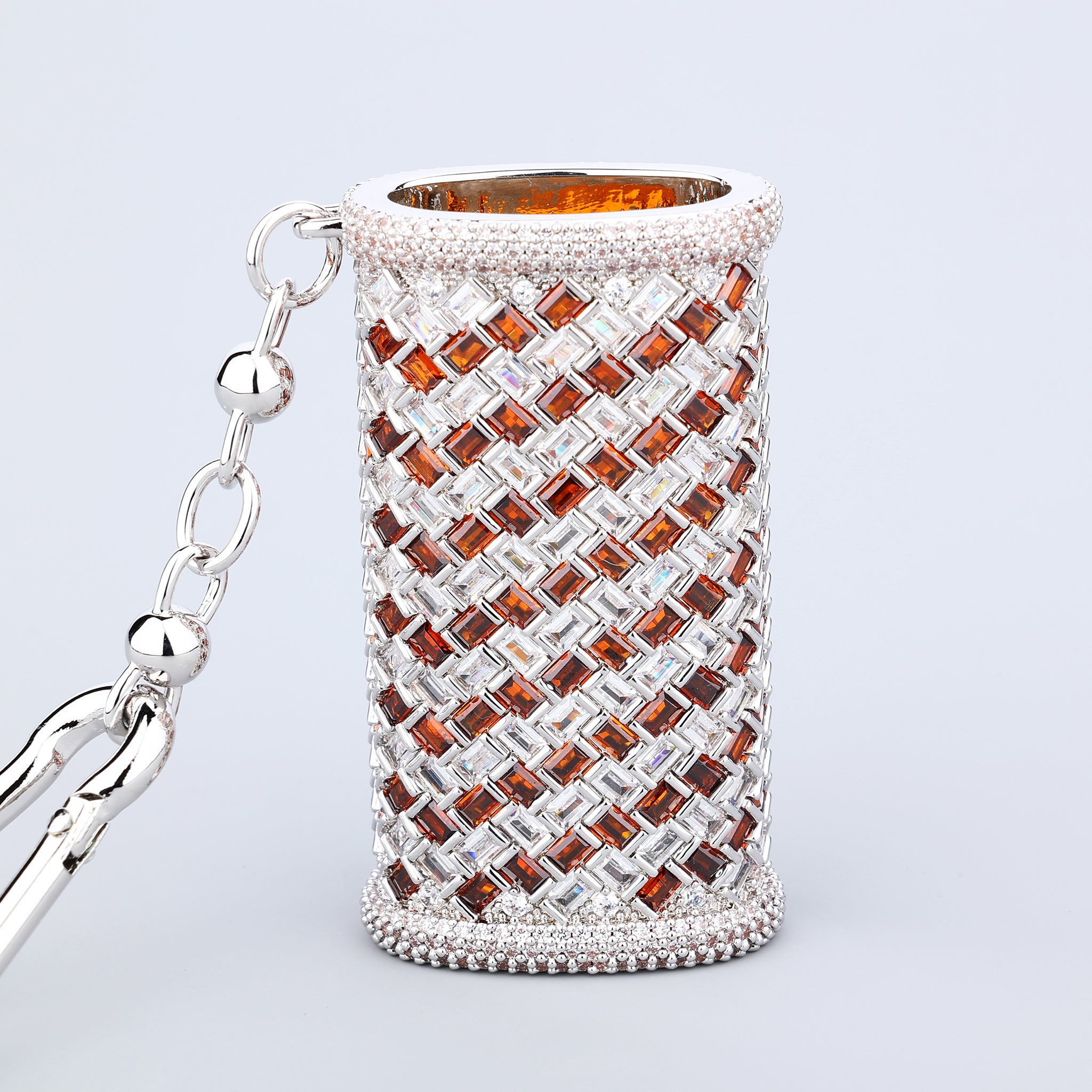 Iced Out Baguette Lighter Case White - Red