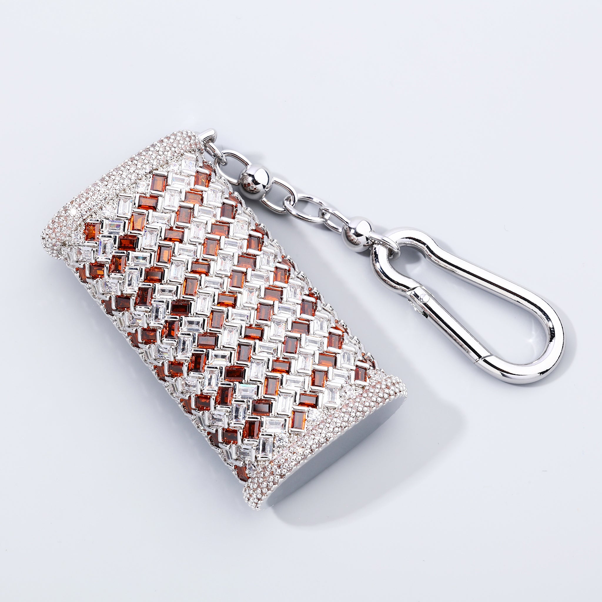 Iced Out Baguette Lighter Case White - Red