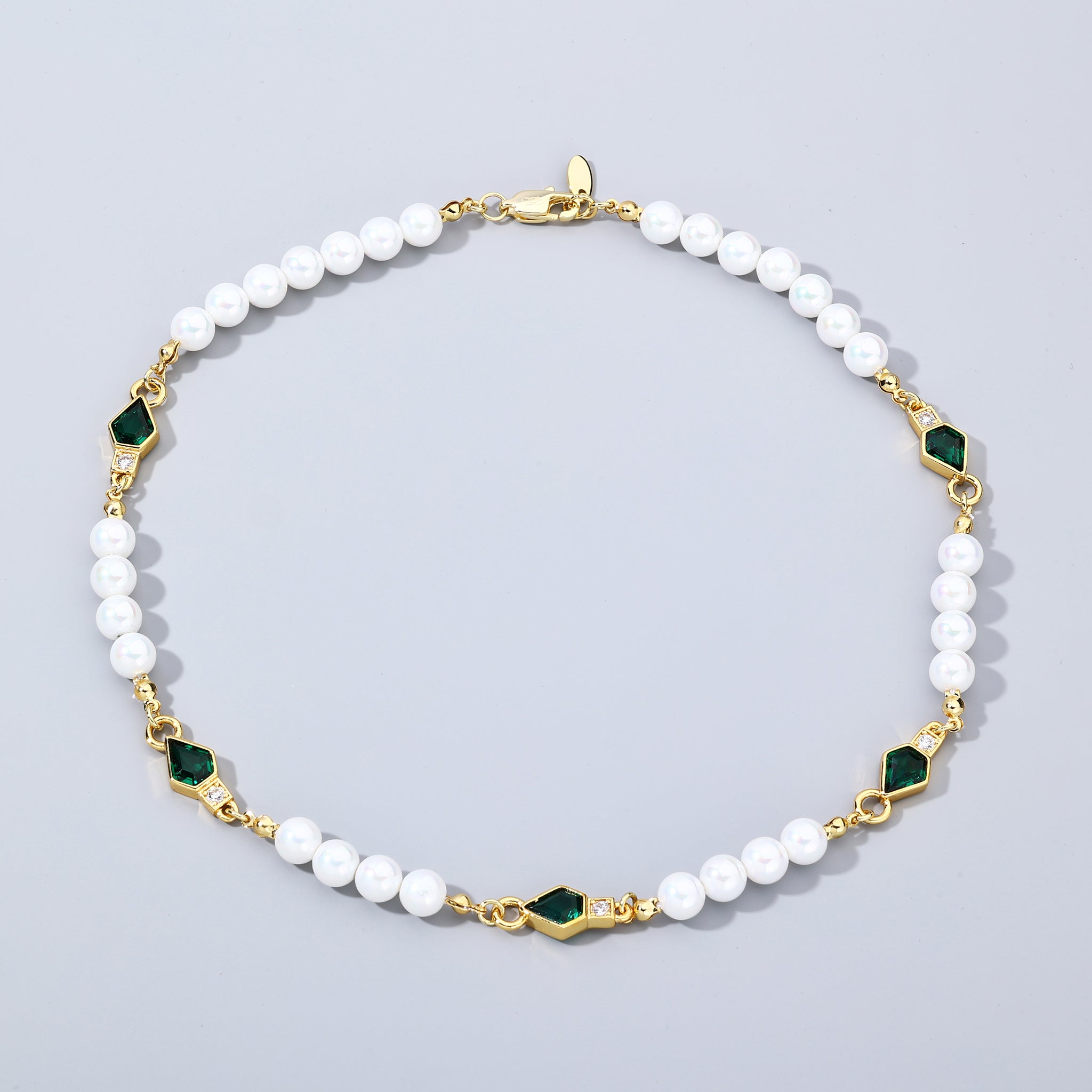 7mm Emerald Beads Pearl Chain