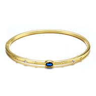 14K Gold Plated Sapphire Oval Bangle