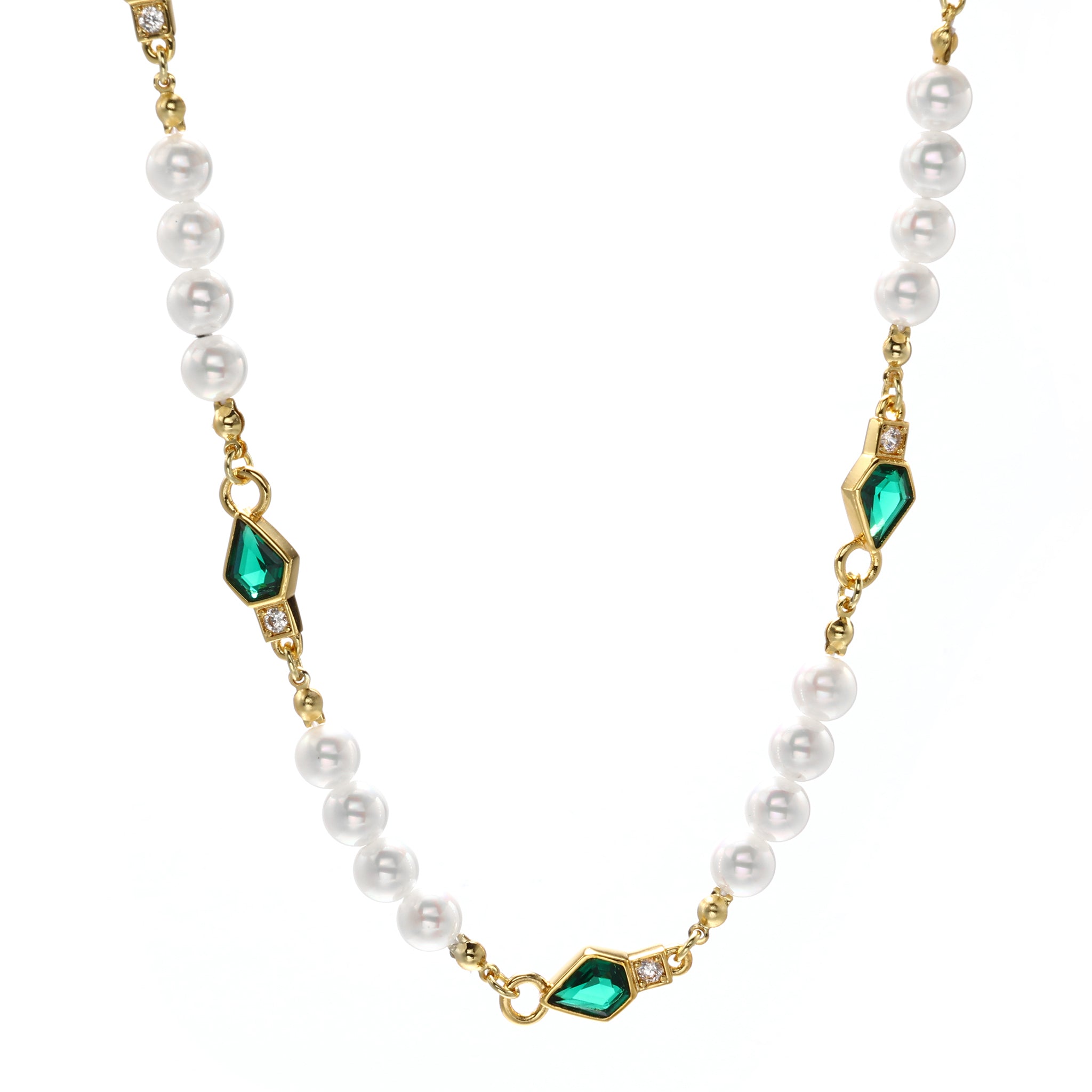 7mm Emerald Beads Pearl Chain