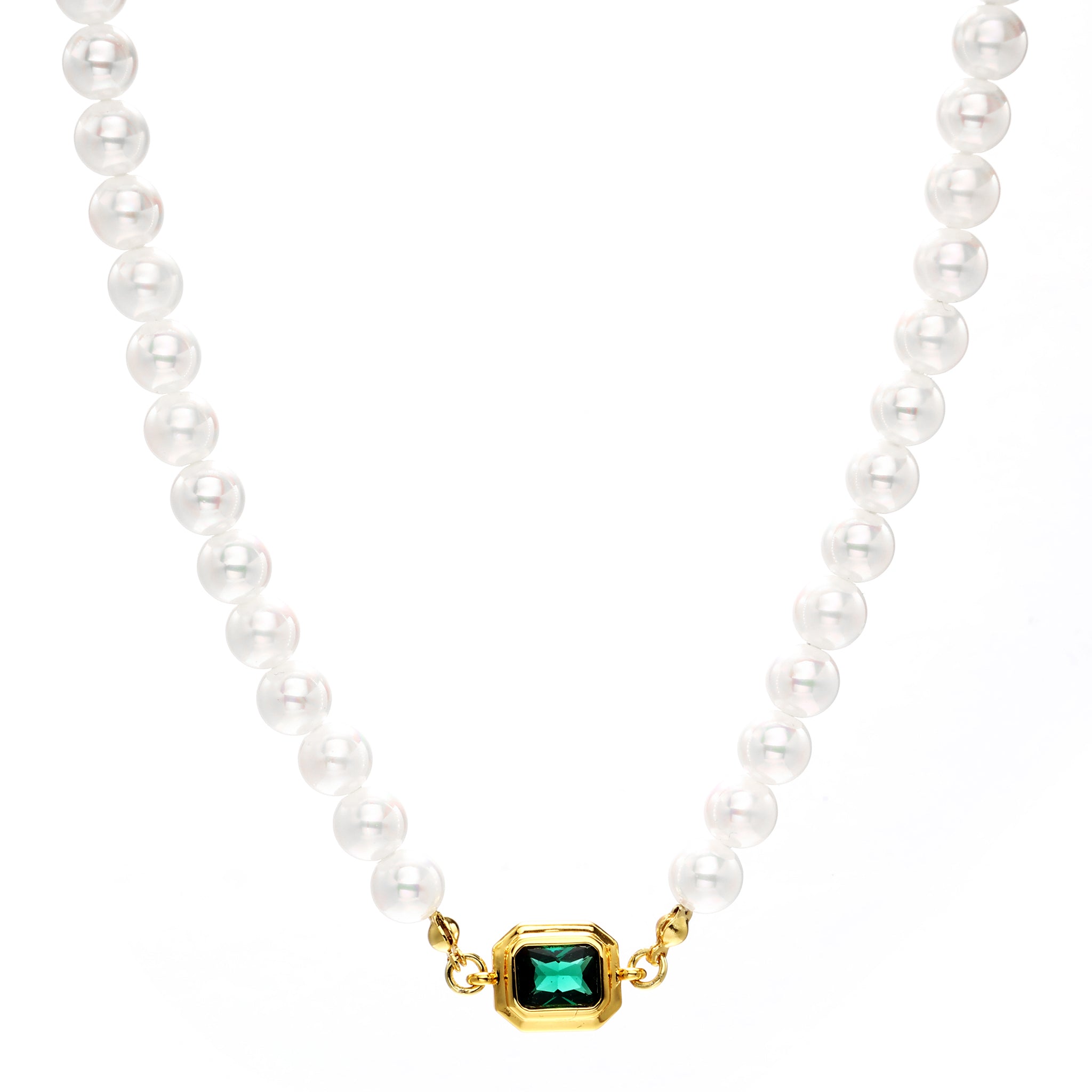 7mm Emerald Stone Pearl Chain