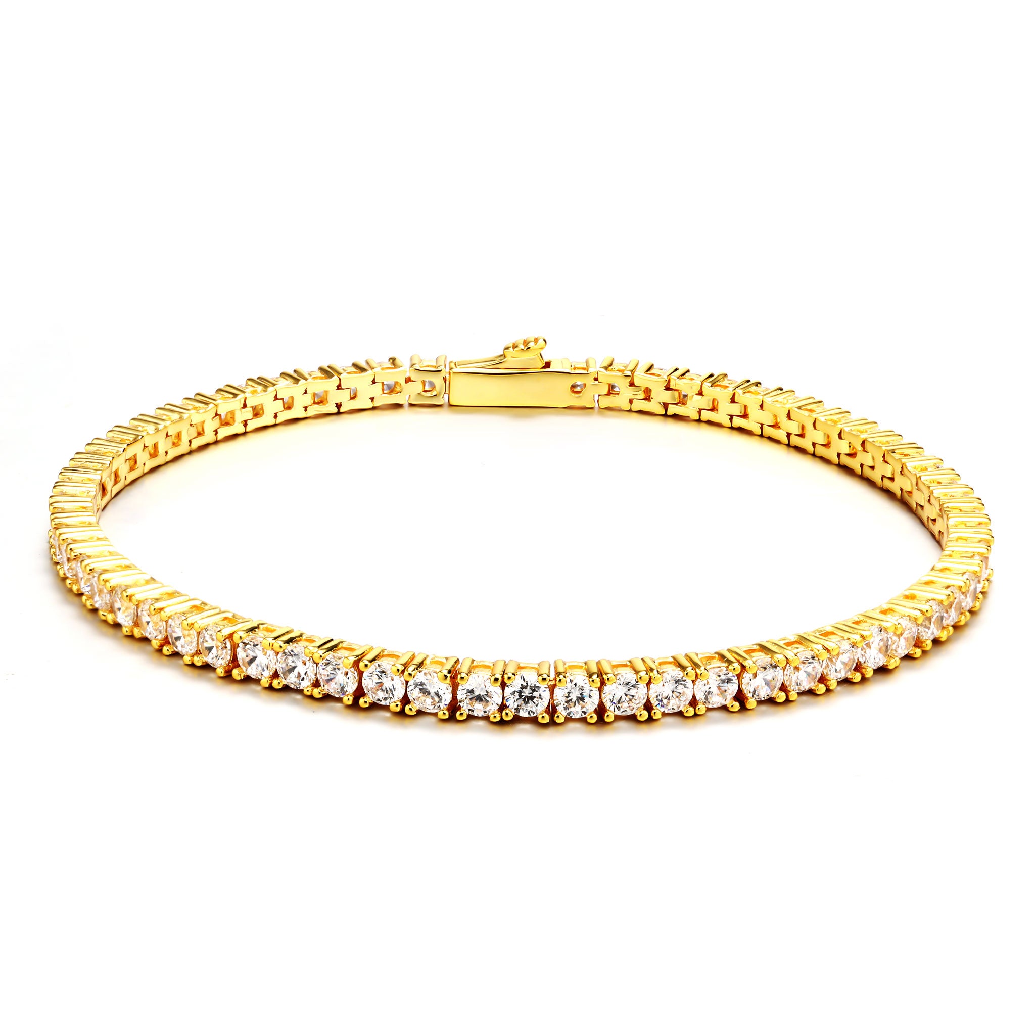 3mm 14K Gold Plated Tennis Bracelet