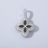 White Gold Plated Black Clover Motif Pendant