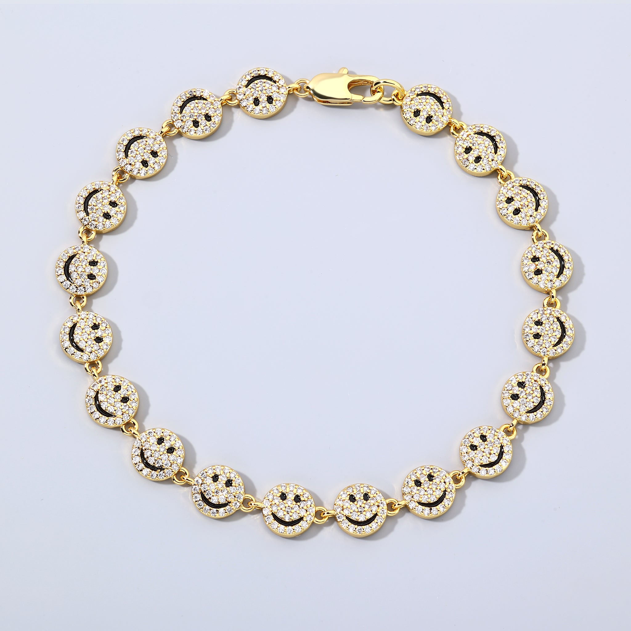 7mm 14K Gold Plated Iced Smile Bracelet