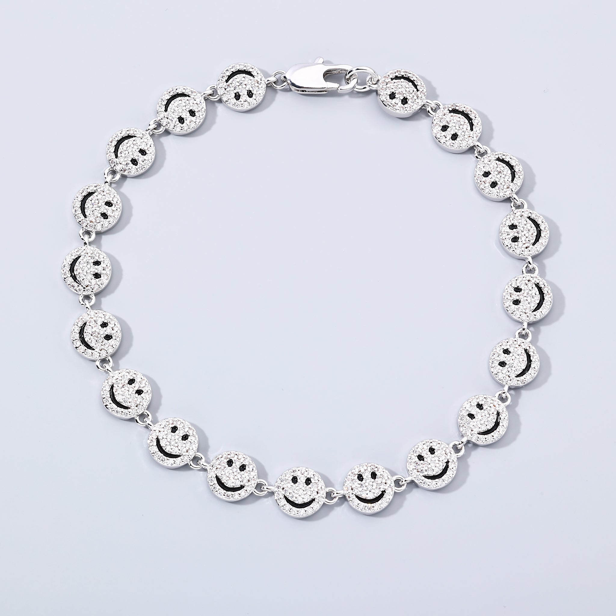 7mm White Gold Plated Iced Smile Bracelet