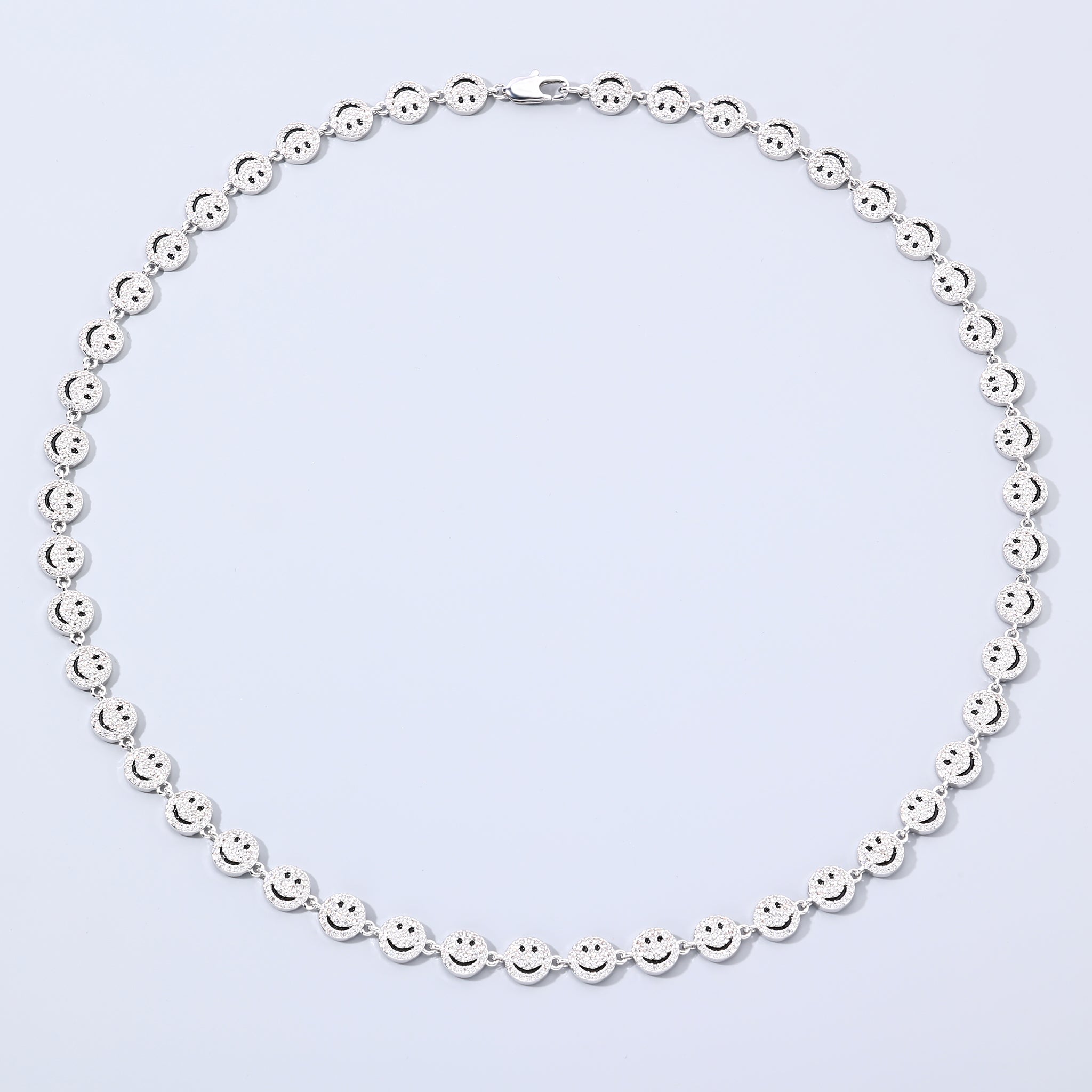 7mm White Gold Plated Iced Smile Chain