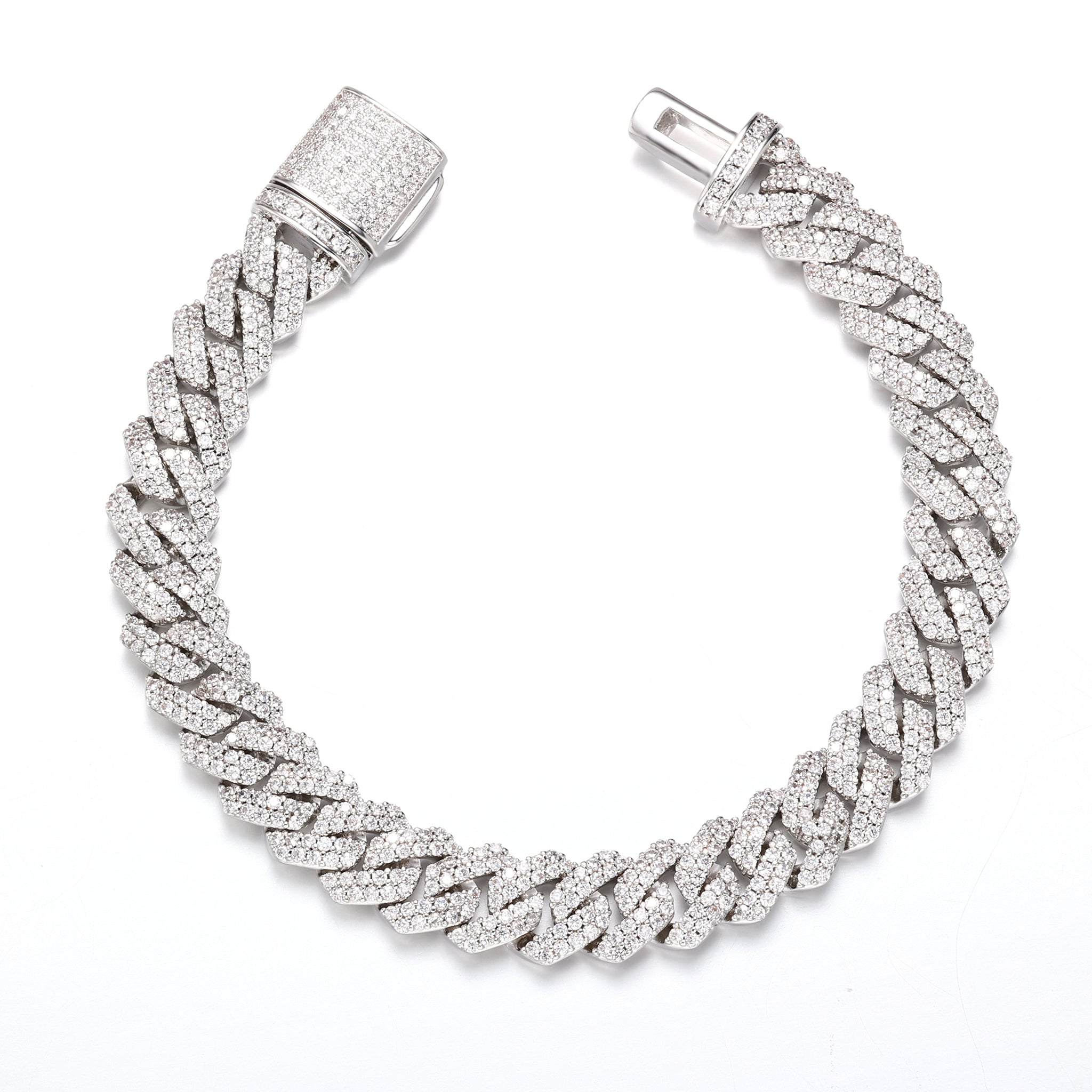 10mm White Gold Plated Cuban Bracelet