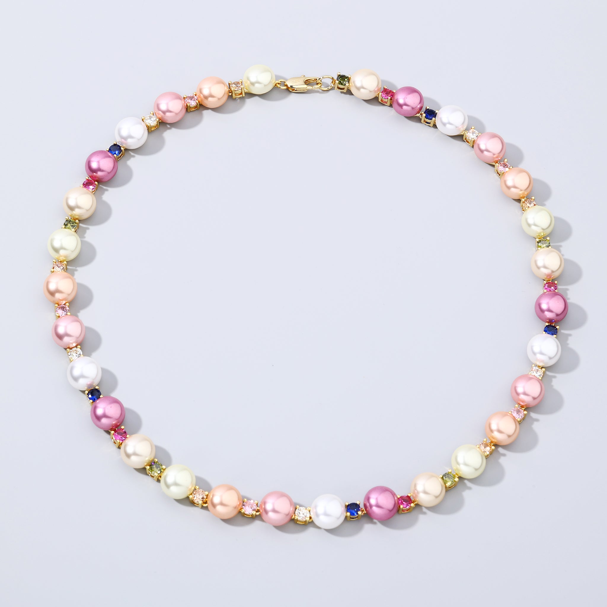 10mm Multicolor Iced Stone Pearl Chain