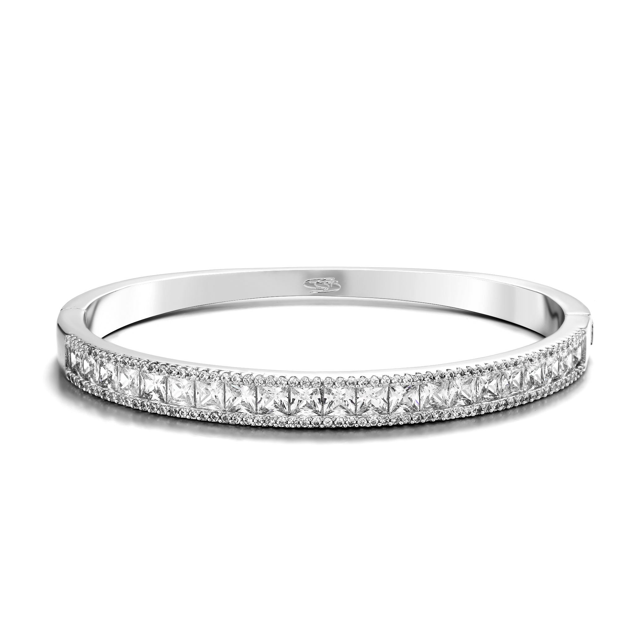 White Gold Plated CZ Bangle