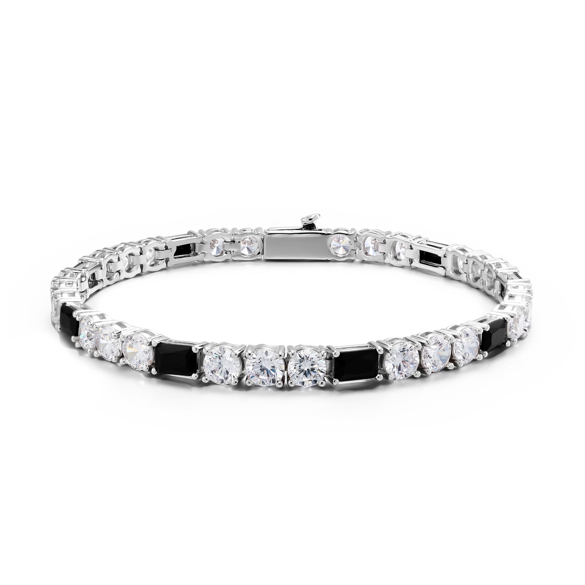 5mm White Gold Plated Radiant Black Tennis Bracelet
