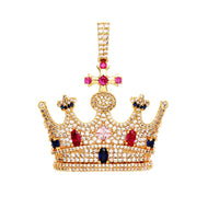 14K Gold Plated Iced King Crown Pendant