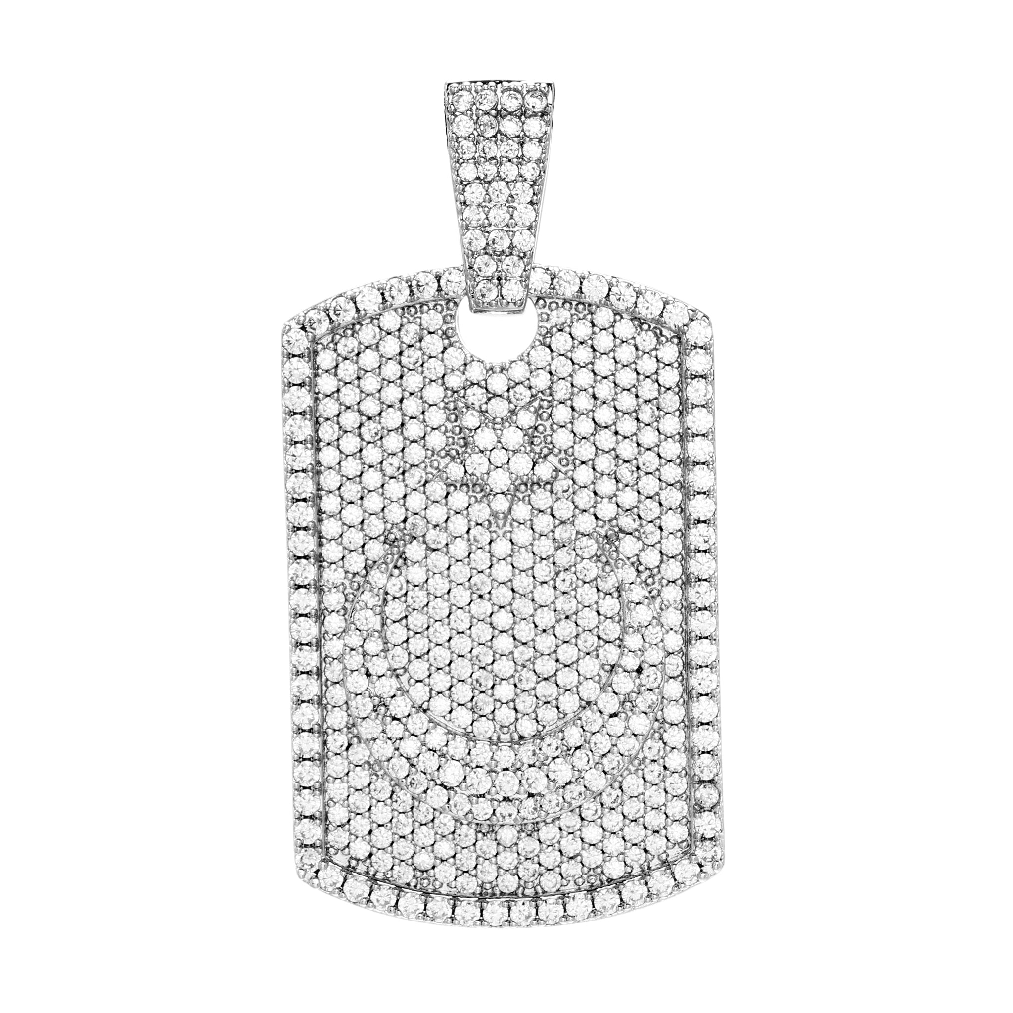 White Gold Plated Iced Turkish Flag Tag