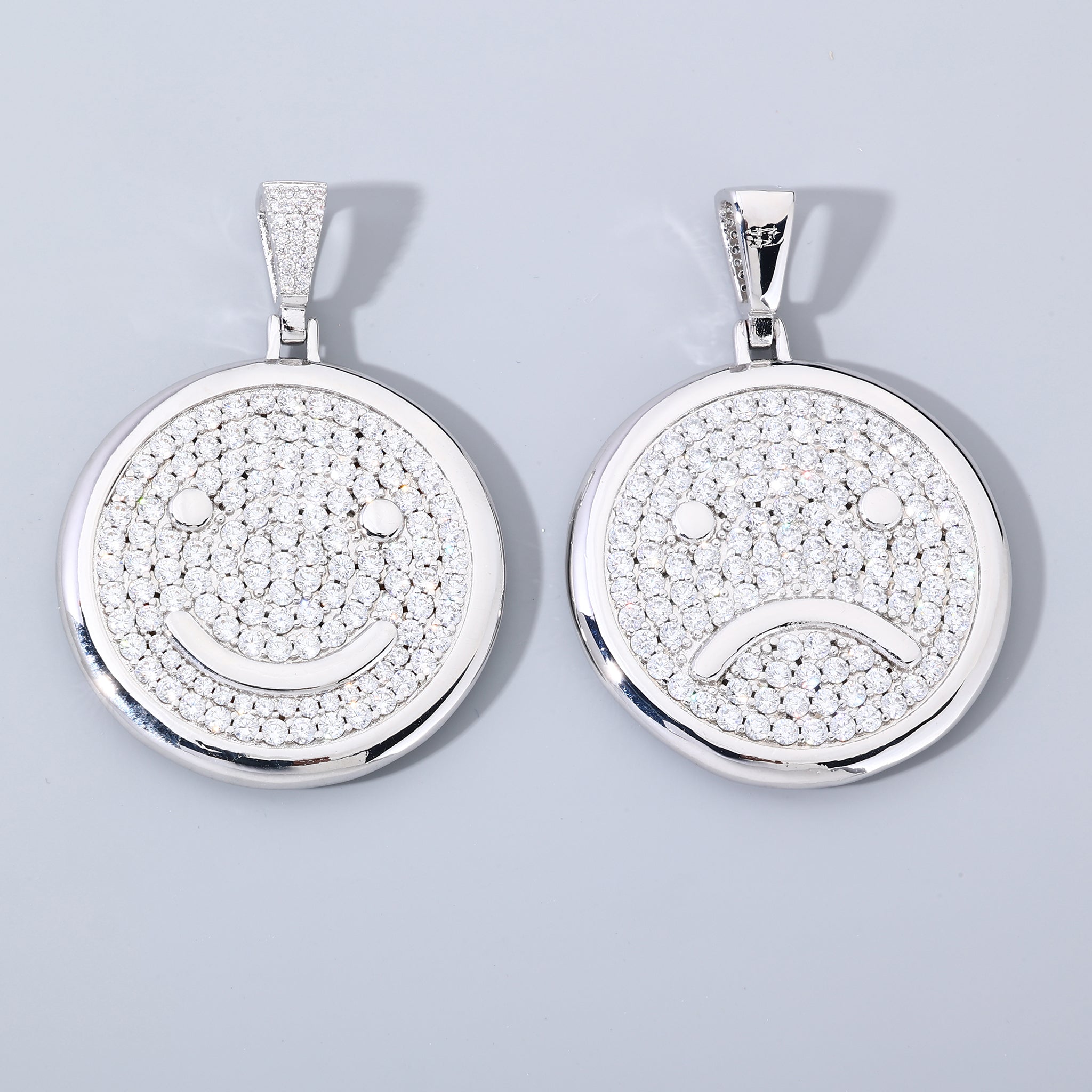 White Gold Plated Double Face Pendant