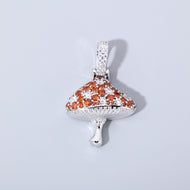 White Gold Plated Iced Mushroom