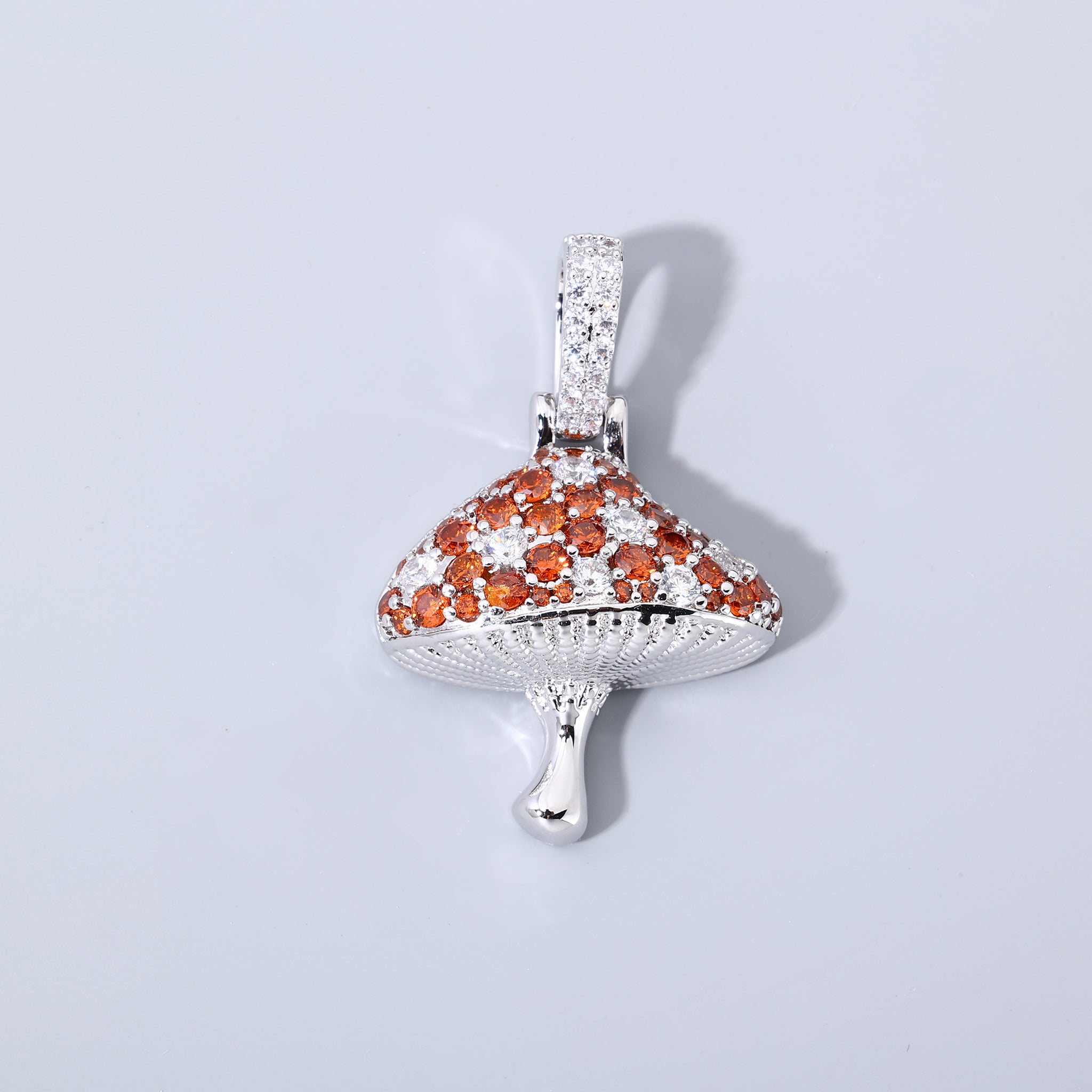 White Gold Plated Iced Mushroom