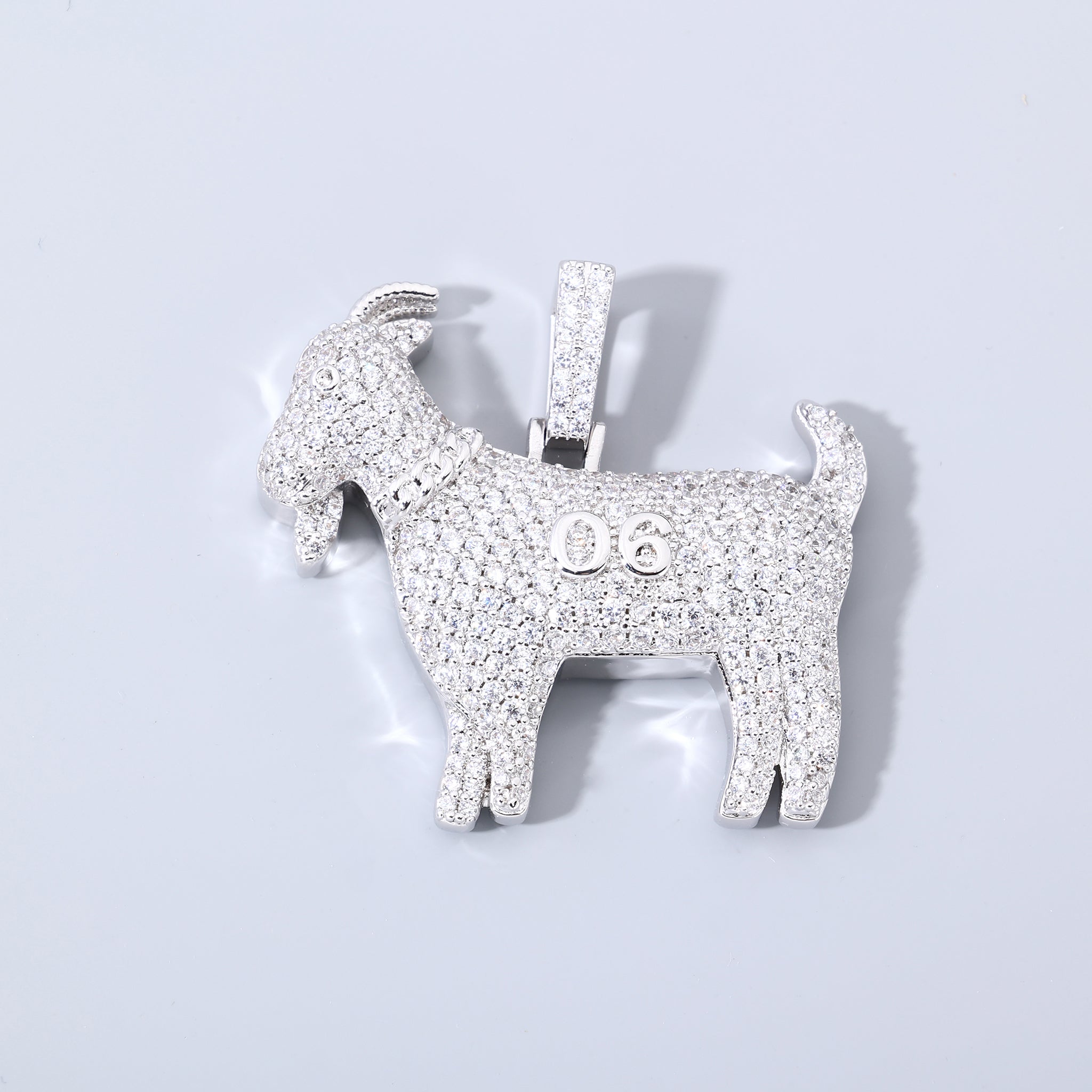 White Gold Plated Iced ''06'' Ankara Keçisi Pendant