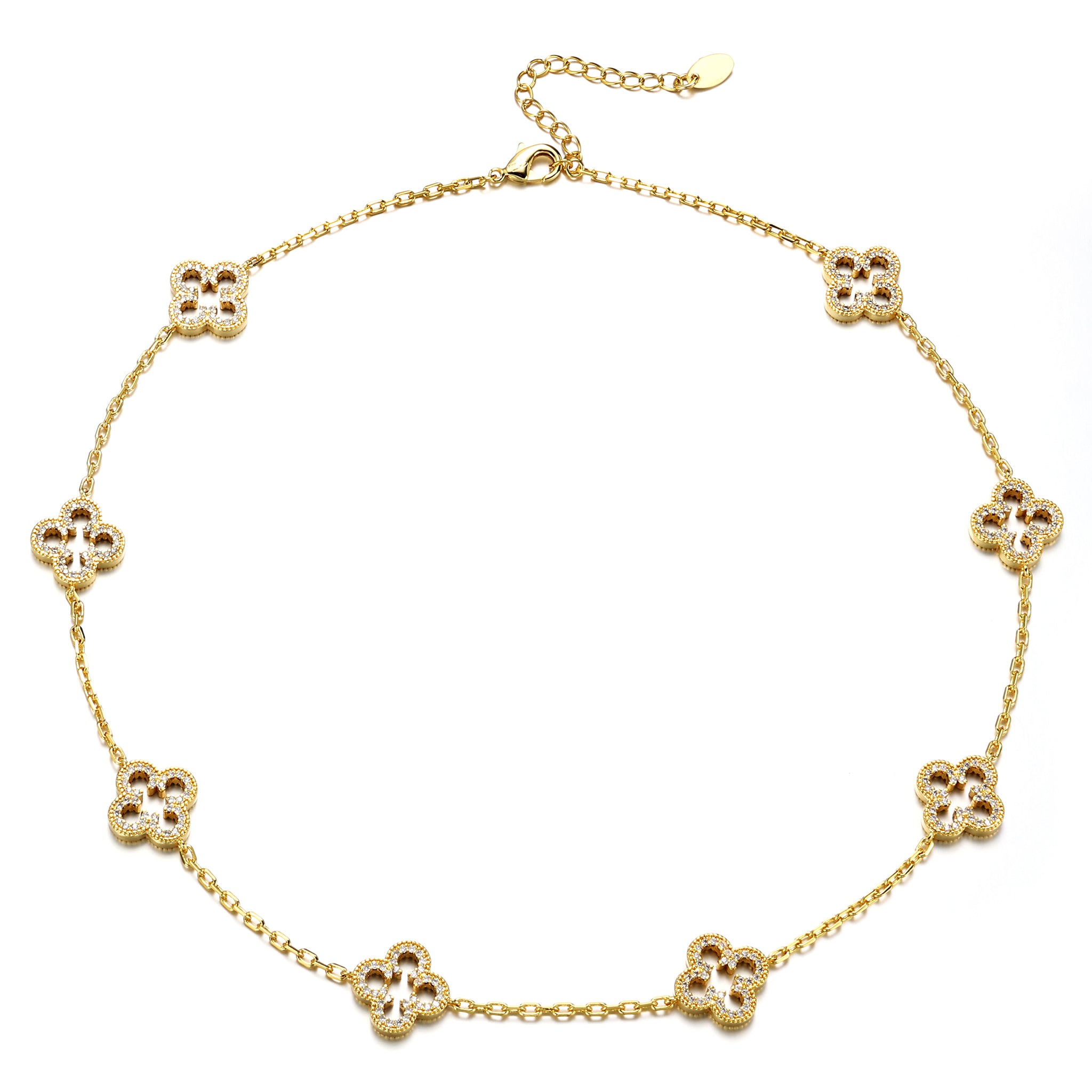 14K Gold Plated Iced Motif Necklace