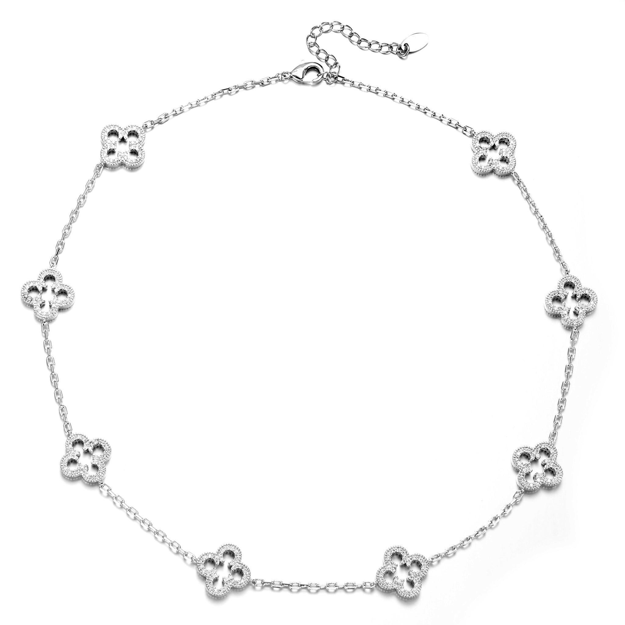 White Gold Plated Iced Motif Necklace