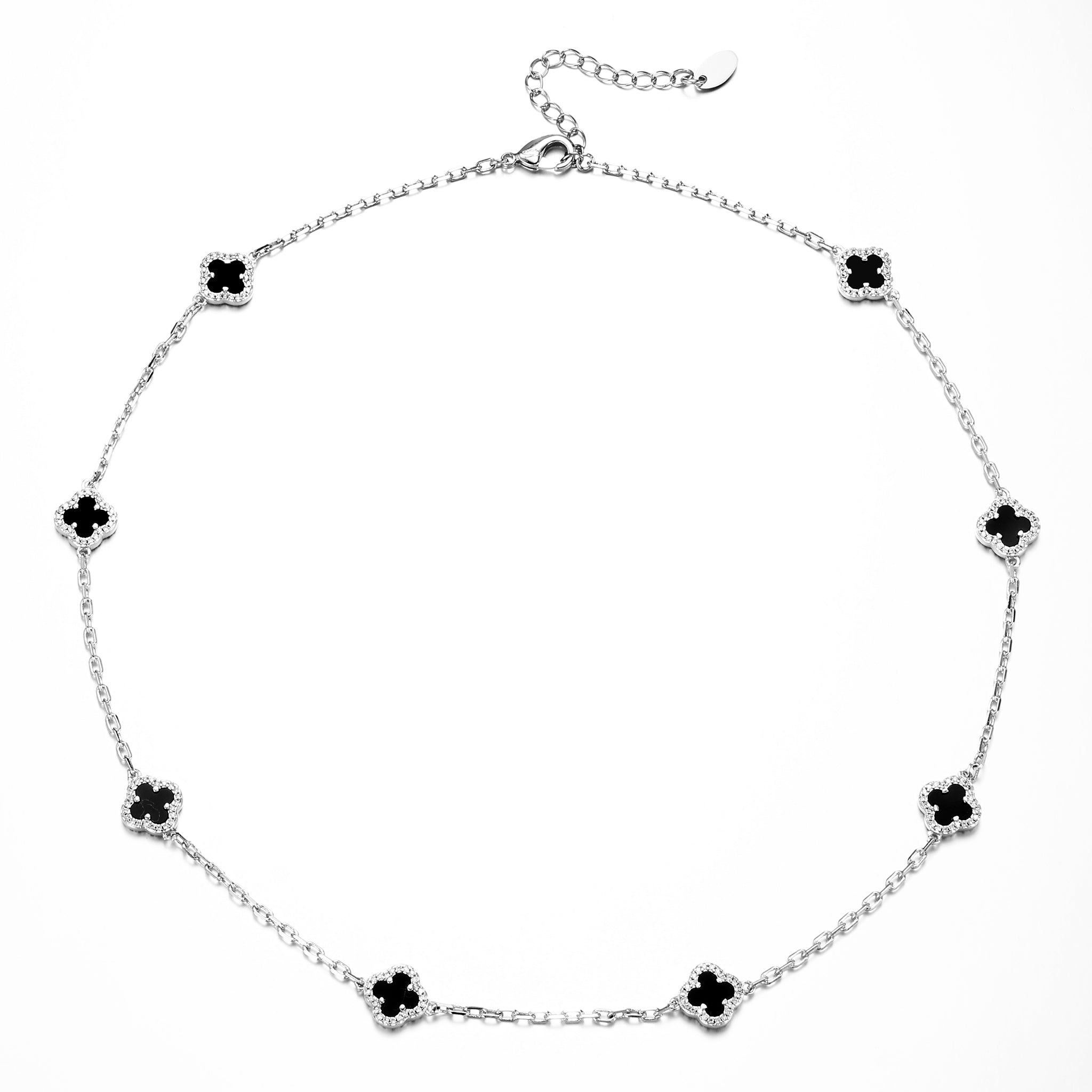 10mm White Gold Plated Iced Motif Necklace