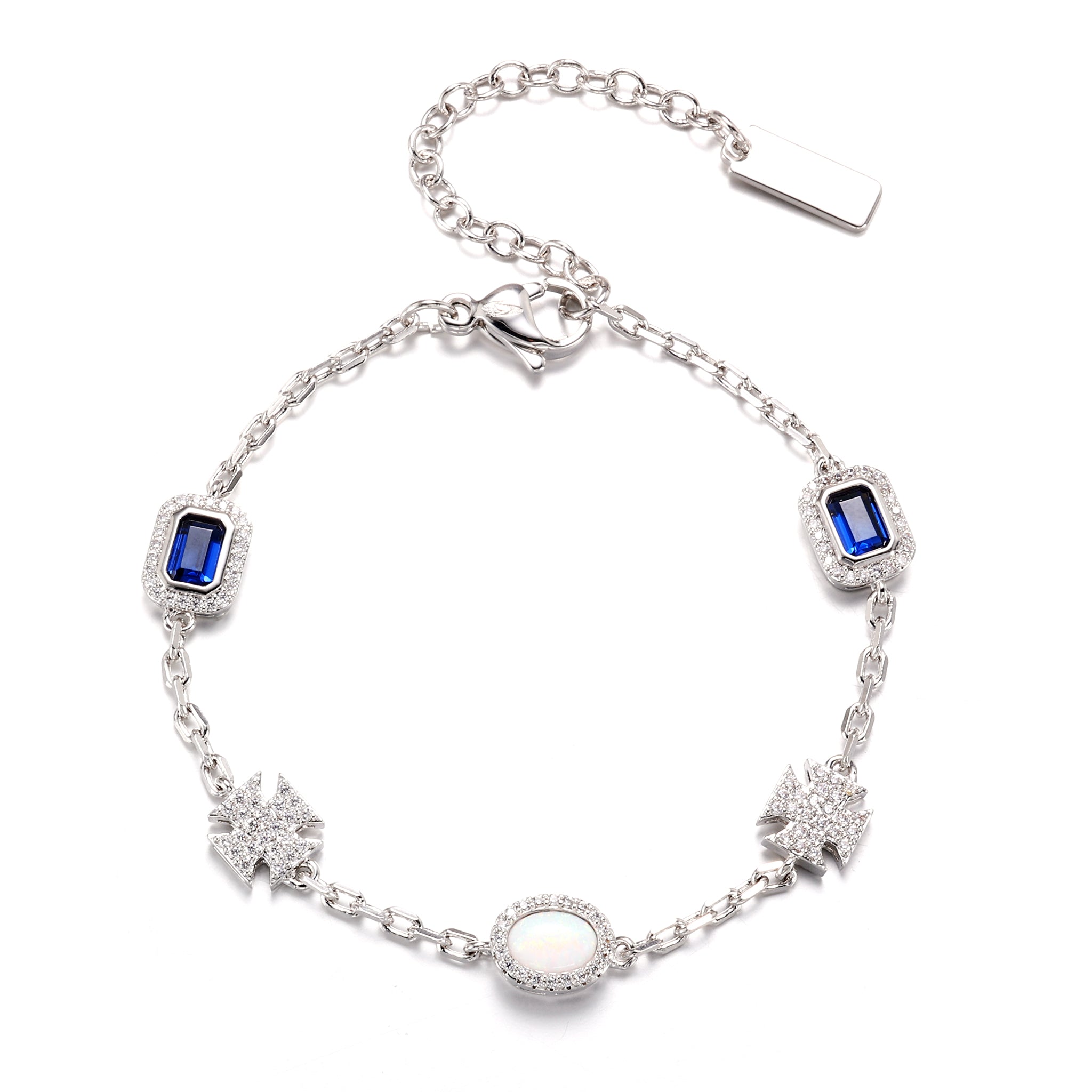 Thin Sapphire Iced Motifs Bracelet