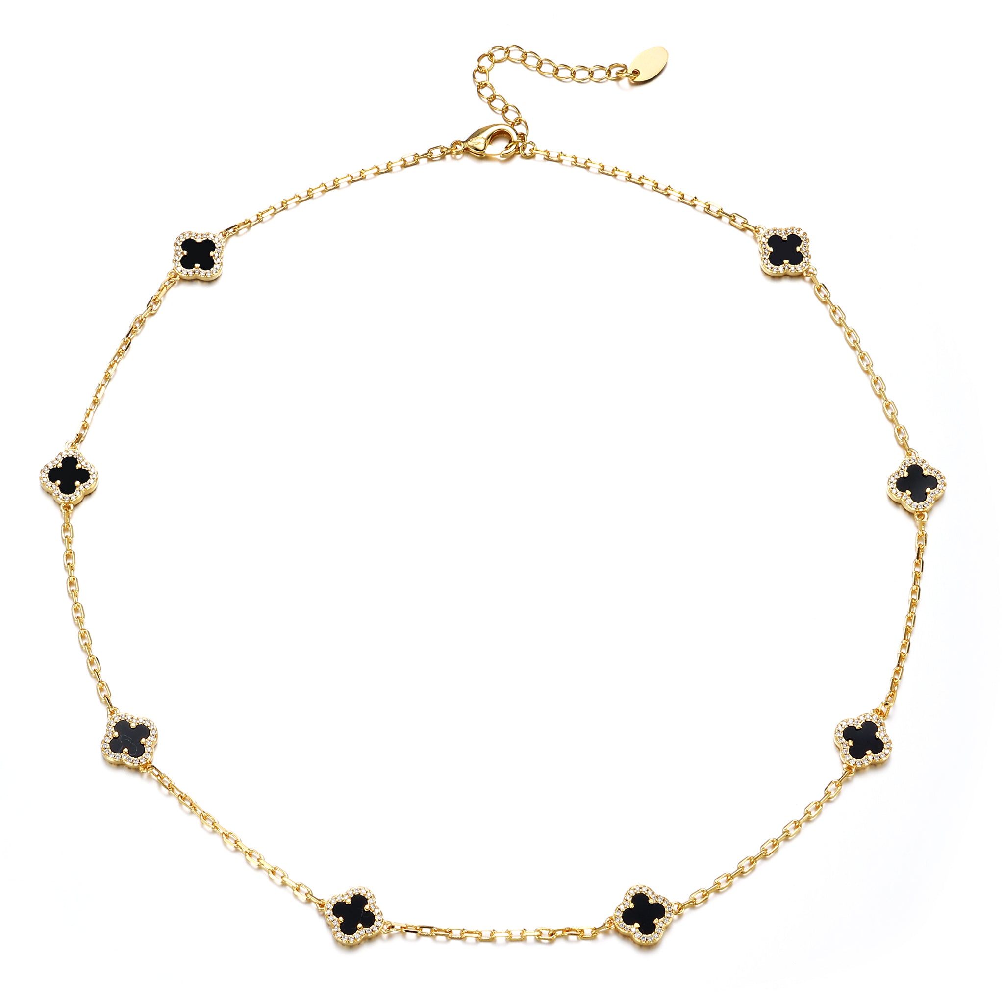 10mm 14K Gold Plated Iced Motif Necklace