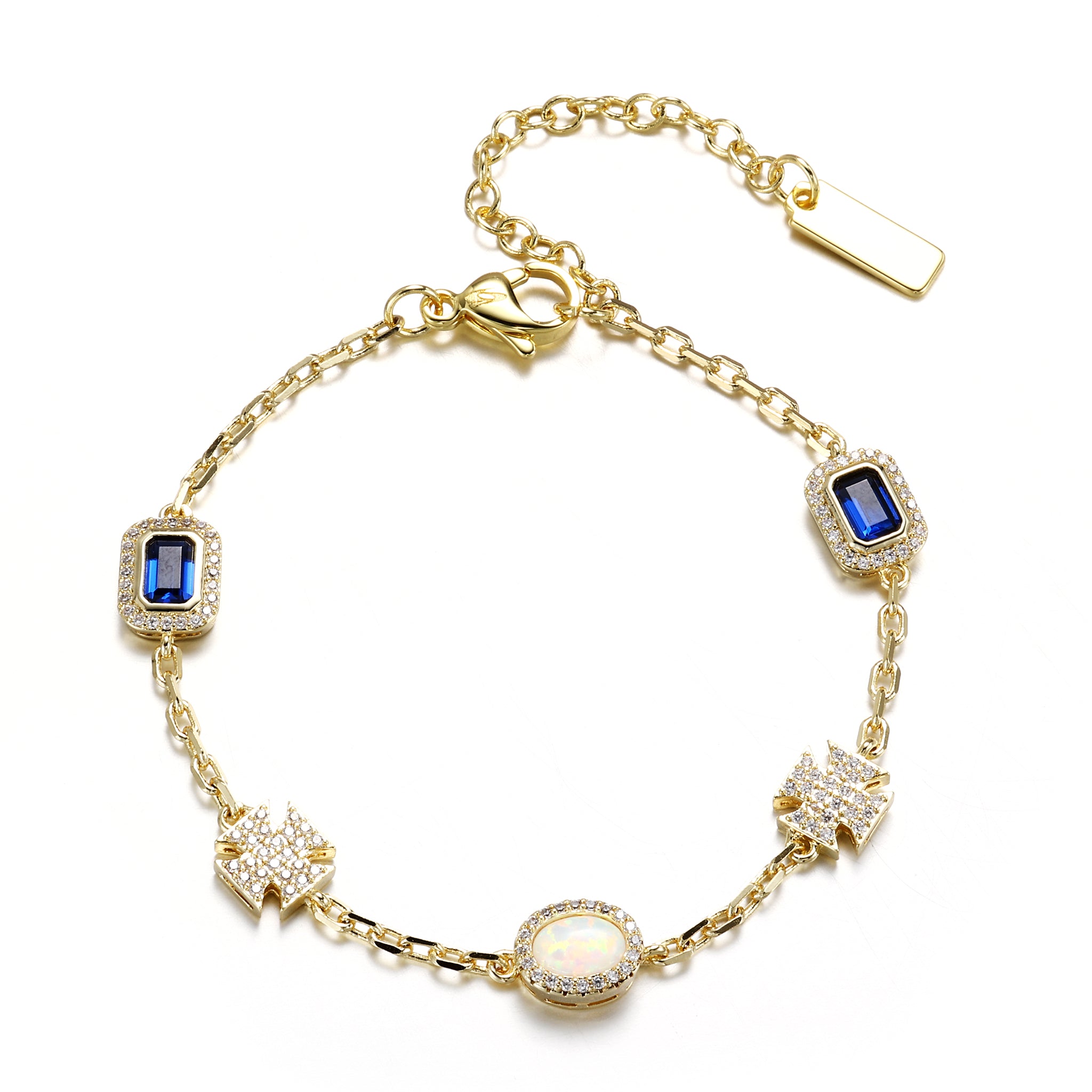 Thin Sapphire Iced Motifs Bracelet