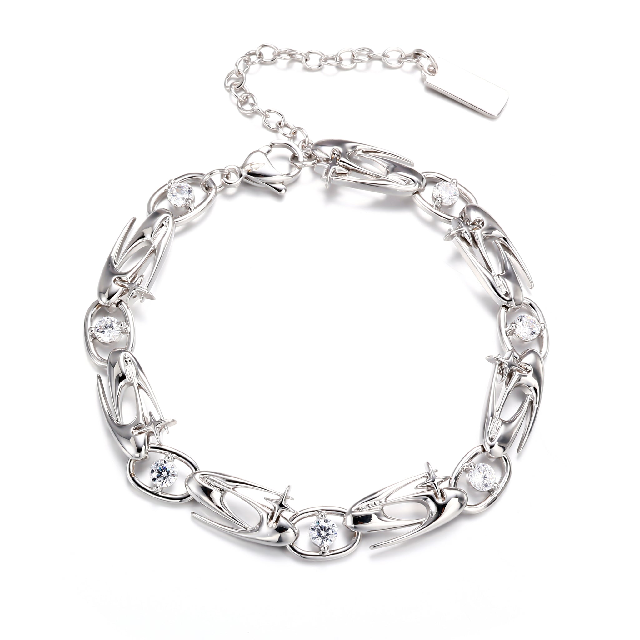 White Gold Plated GC Logo Link Bracelet
