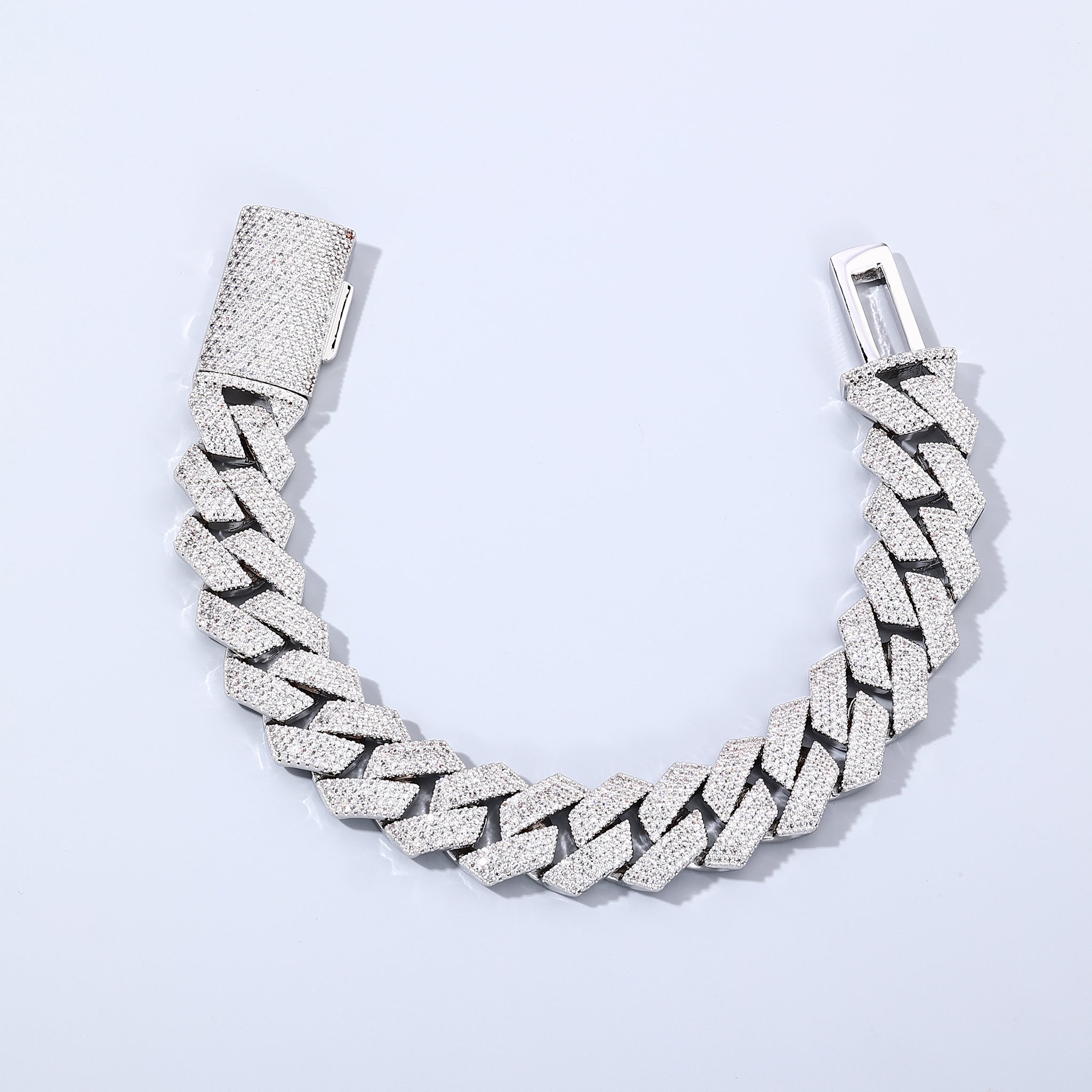 15mm White Gold Plated Cuban Bracelet