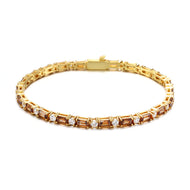 14K Gold Plated 2mm Coffee- White Tennis Bracelet