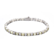 White Gold Plated 2mm White- Olive Tennis Bracelet