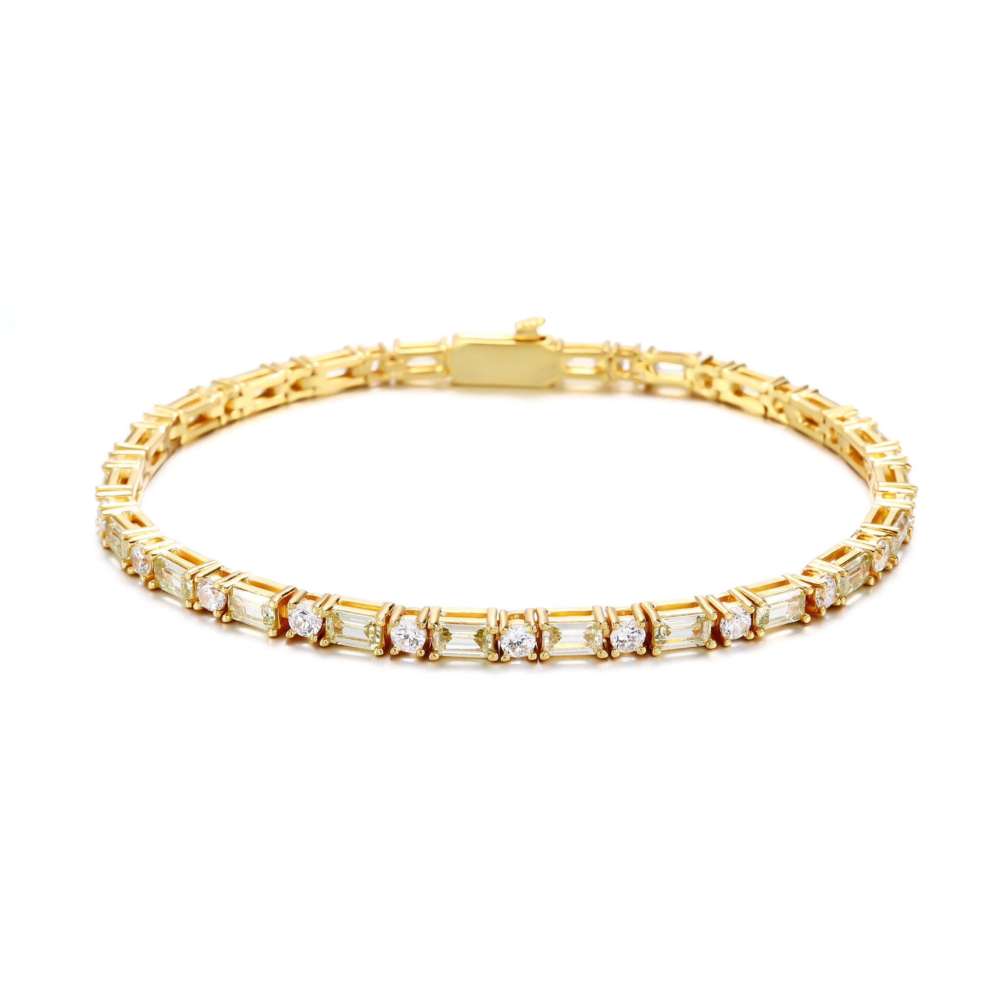 14K Gold Plated 2mm White- Olive Tennis Bracelet