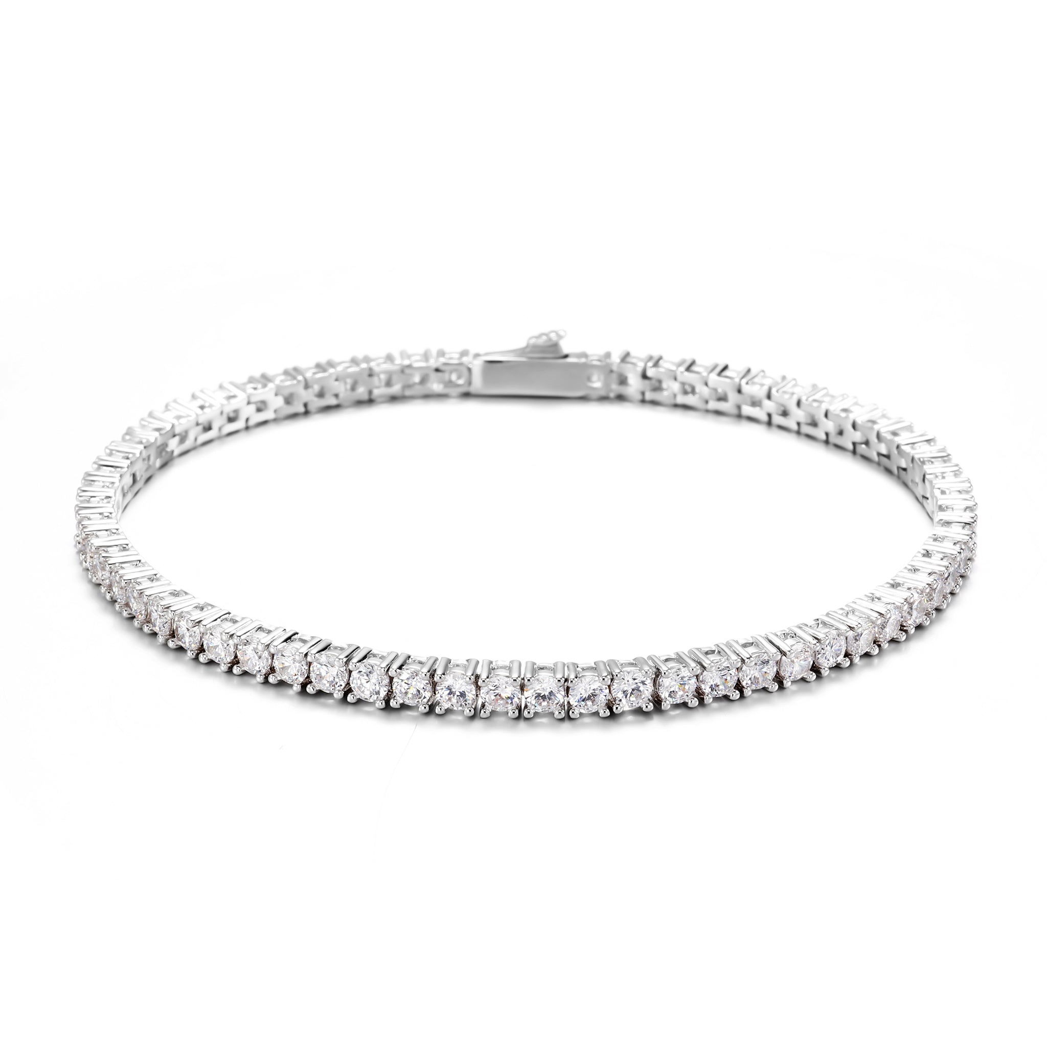 3mm White Gold Plated Tennis Bracelet