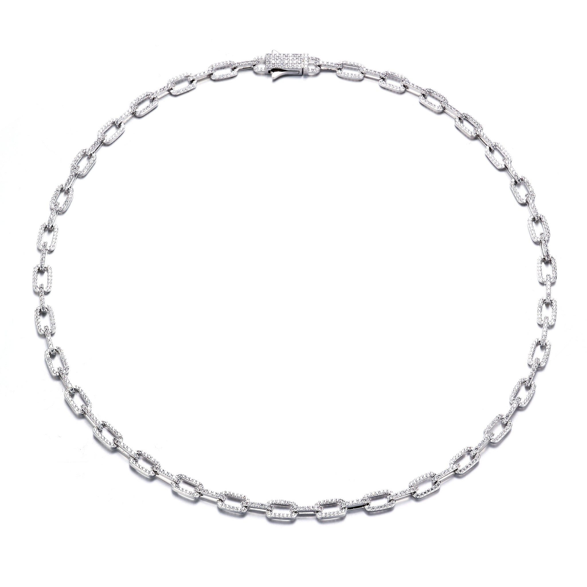 White Gold Plated 6mm Iced Link Chain