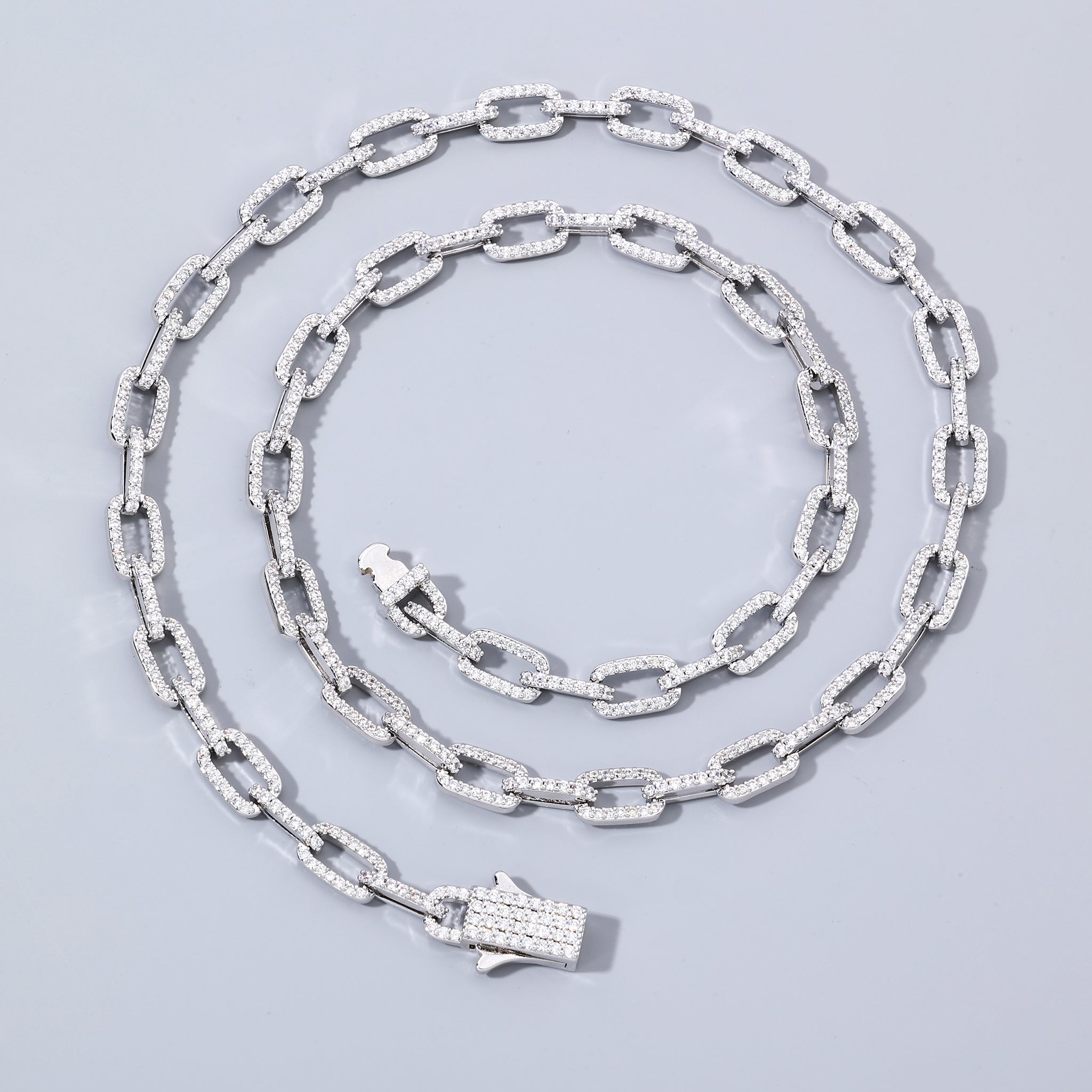 White Gold Plated 6mm Iced Link Chain