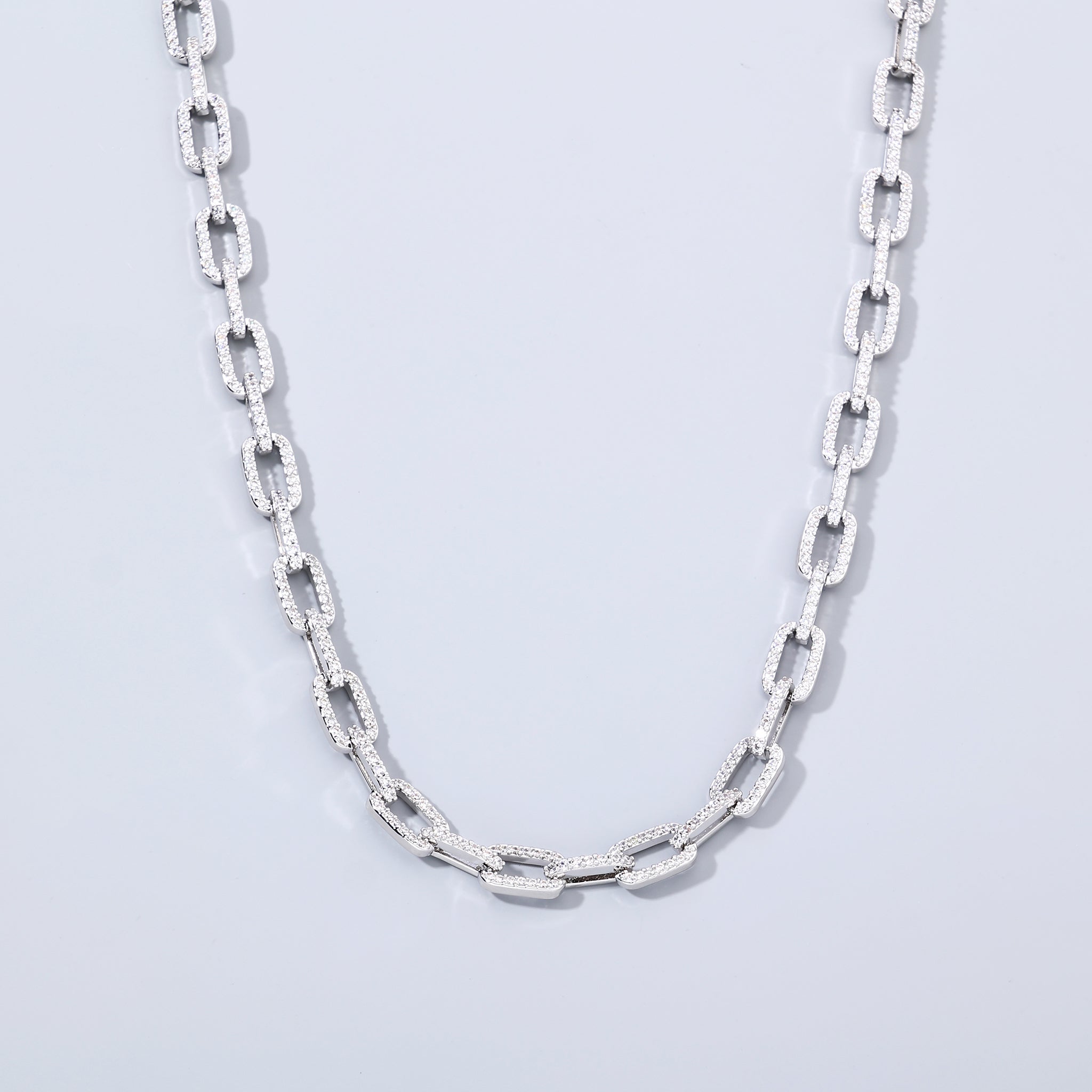 White Gold Plated 6mm Iced Link Chain