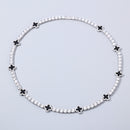 5mm Black Motif White Gold Plated Tennis Chain