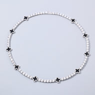 5mm Black Motif White Gold Plated Tennis Chain