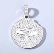 White Gold Plated GC Logo Bitten Pendant