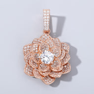 Rose Gold Plated Flower Centre Stone Pendant