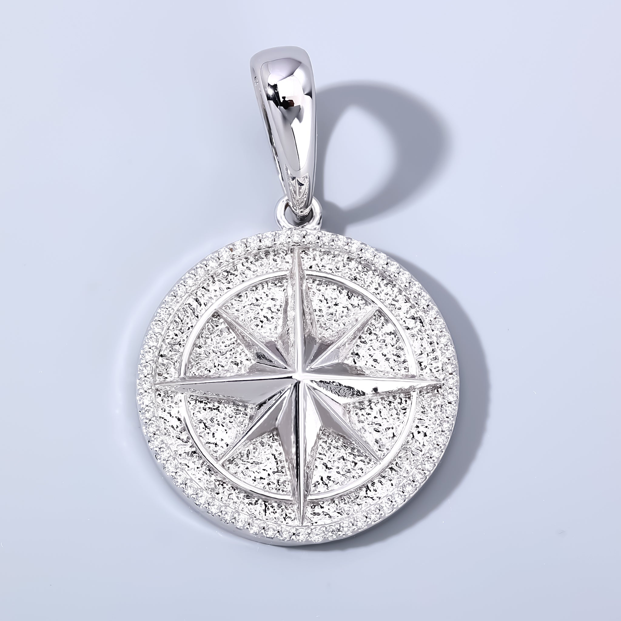 White Gold Plated Compass