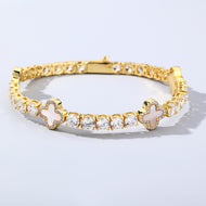 5mm Pearl Motif 14K Gold Plated Tennis Bracelet