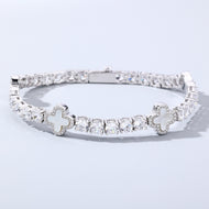 5mm Pearl Motif White Gold Plated Tennis Bracelet