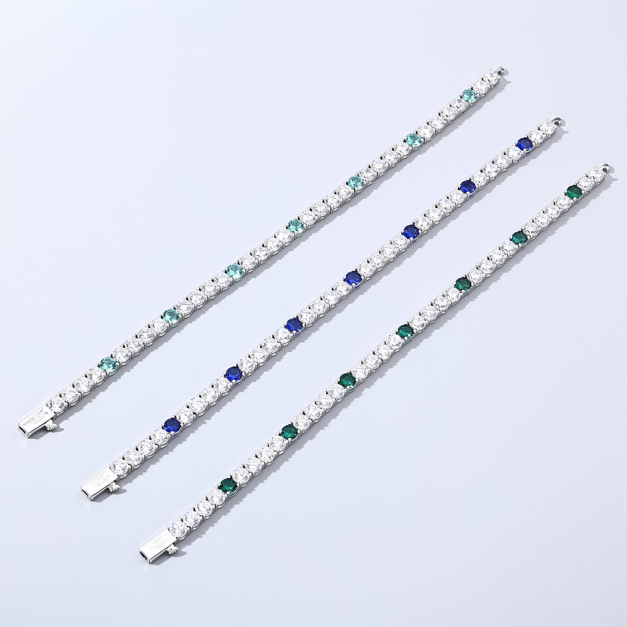 5mm White Gold Plated 5W1G Tennis Bracelet