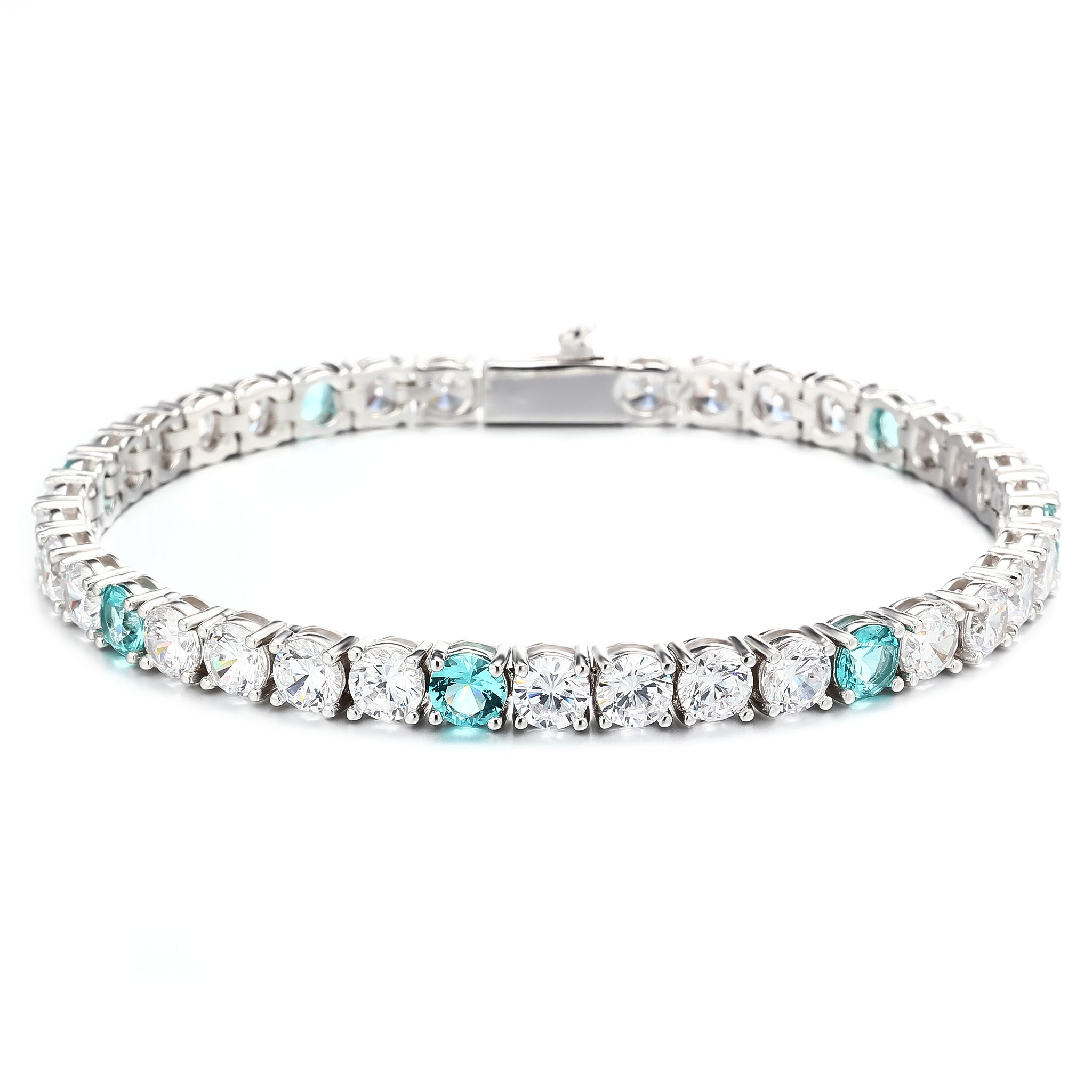 5mm White Gold Plated 5W1P Tennis Bracelet