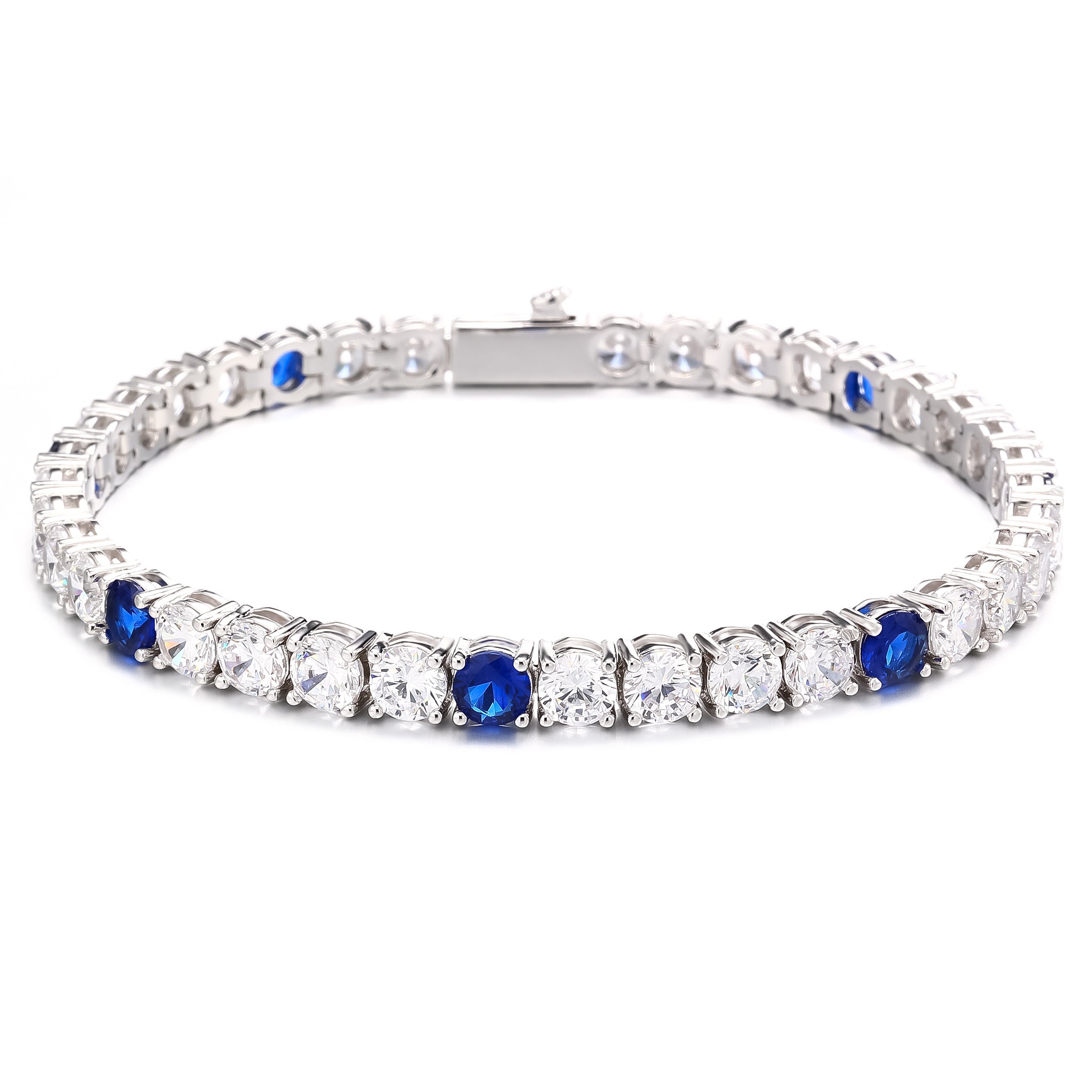 5mm White Gold Plated 5W1S Tennis Bracelet