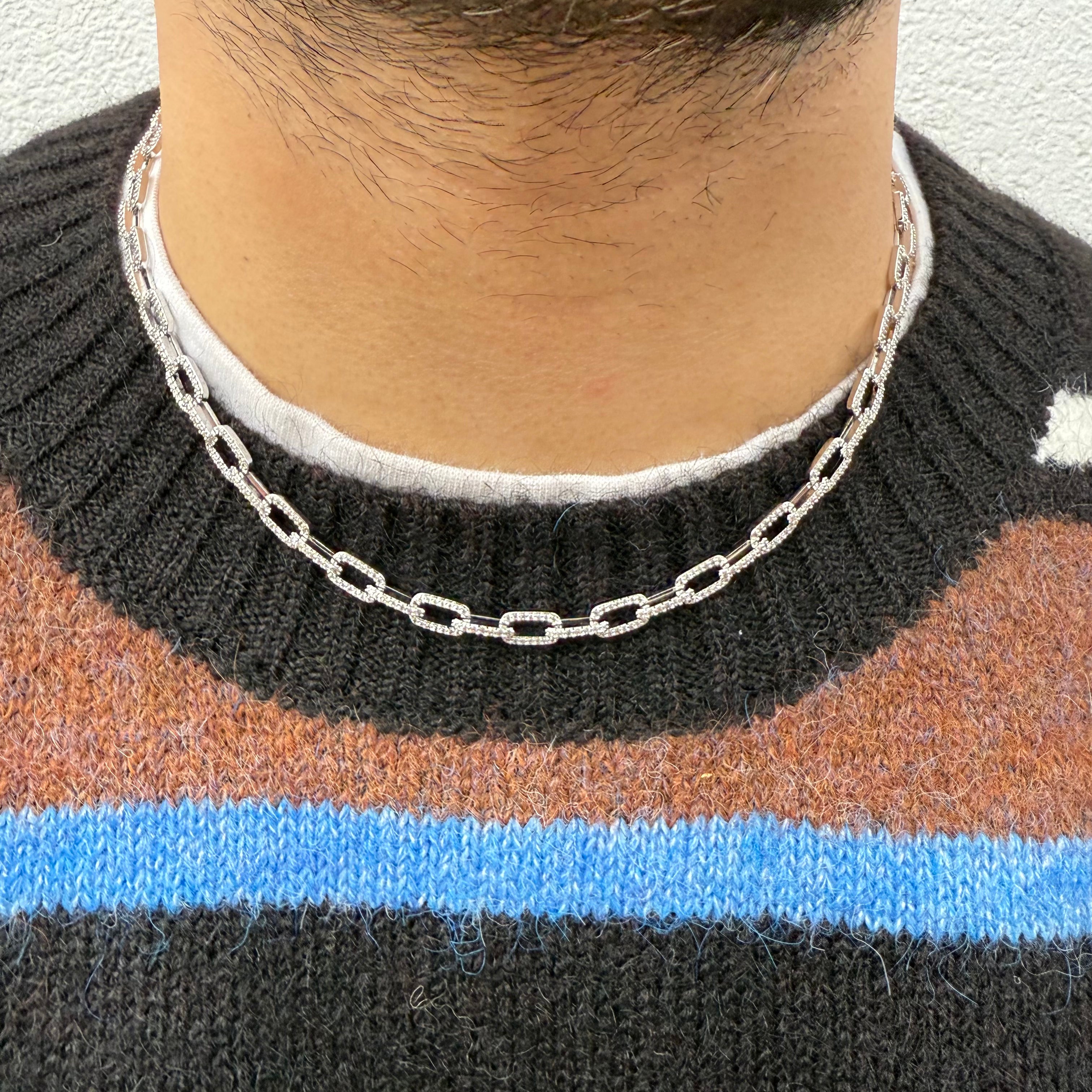 White Gold Plated 6mm Iced Link Chain