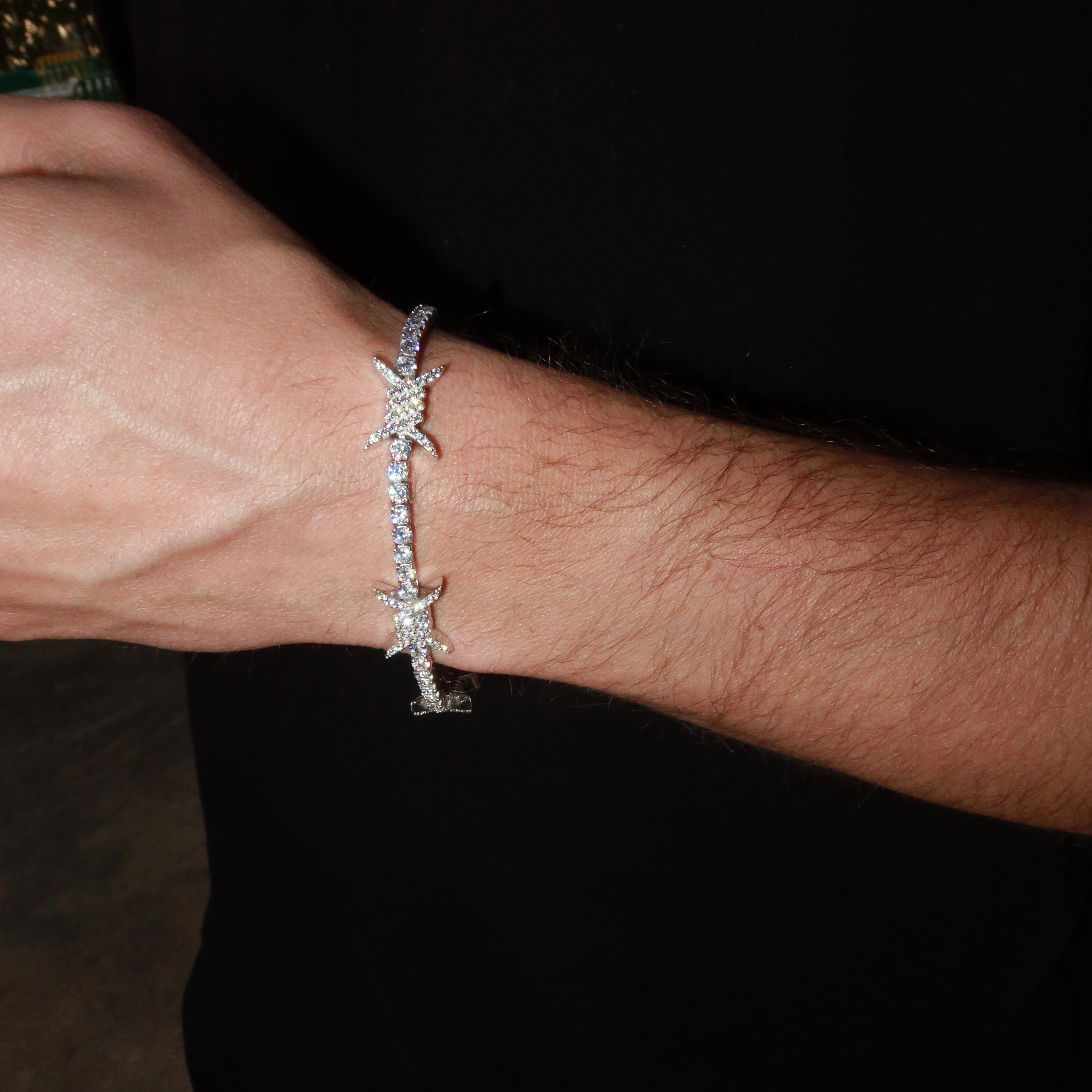 White Gold Plated Barbed Tennis Bracelet