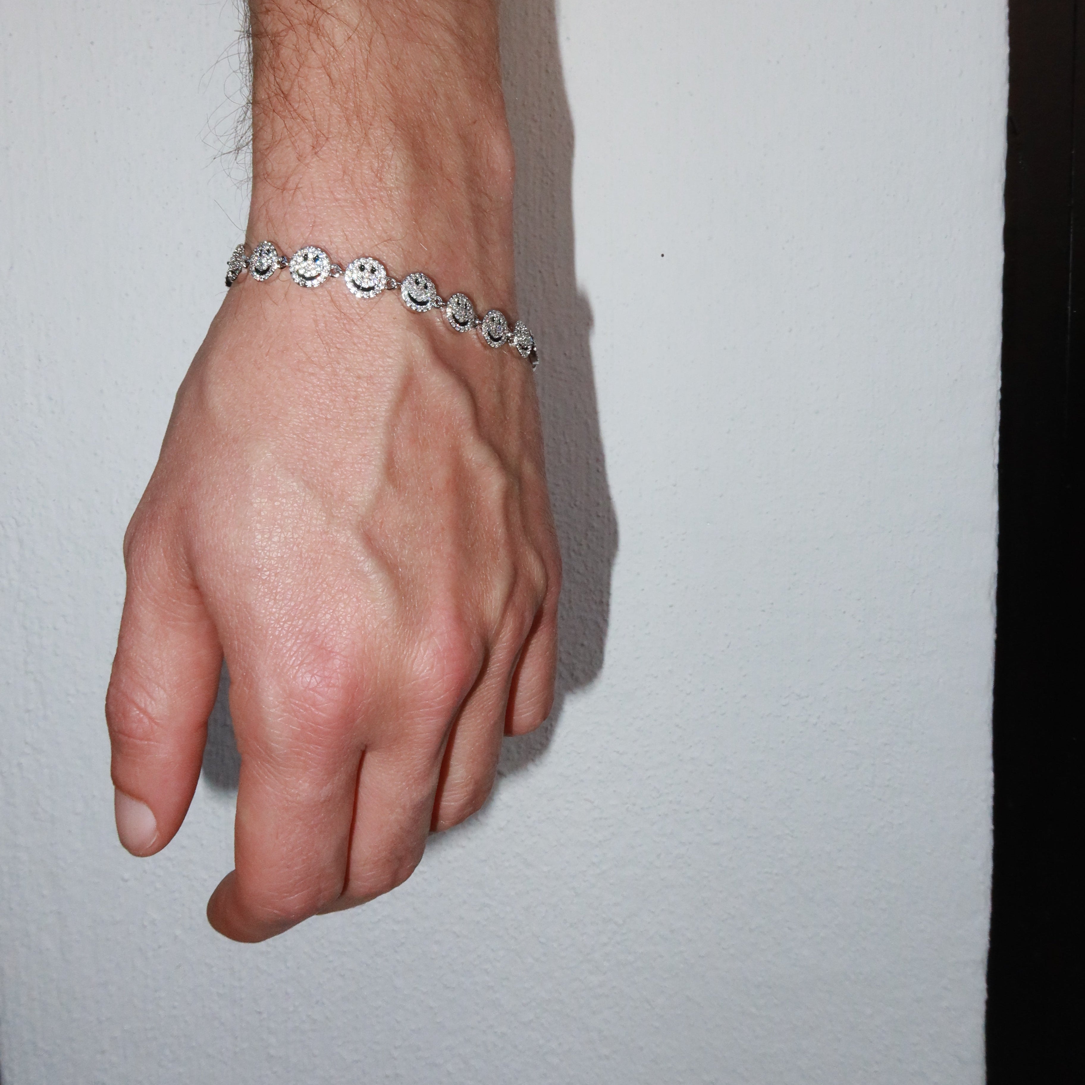 7mm White Gold Plated Iced Smile Bracelet