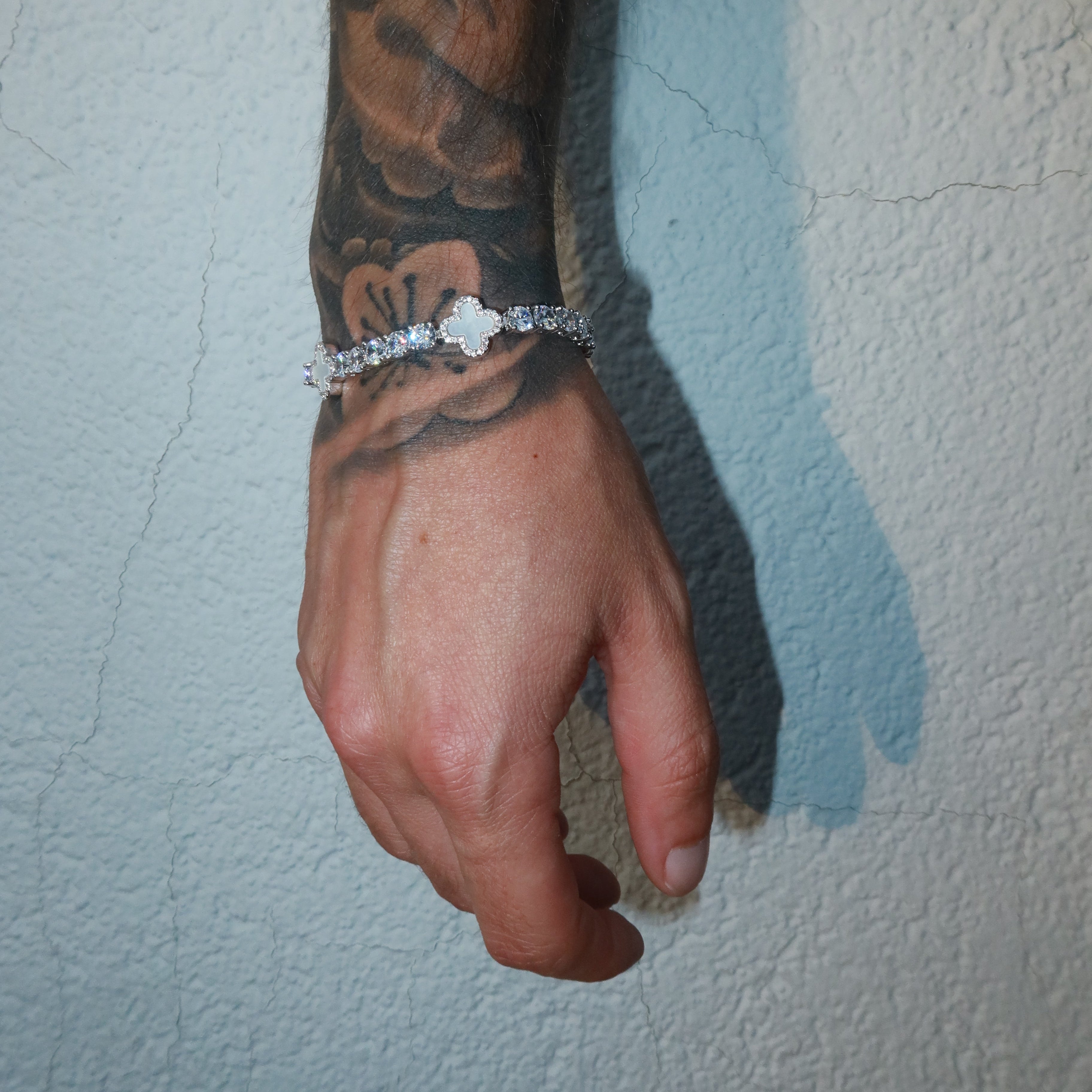 5mm Pearl Motif White Gold Plated Tennis Bracelet